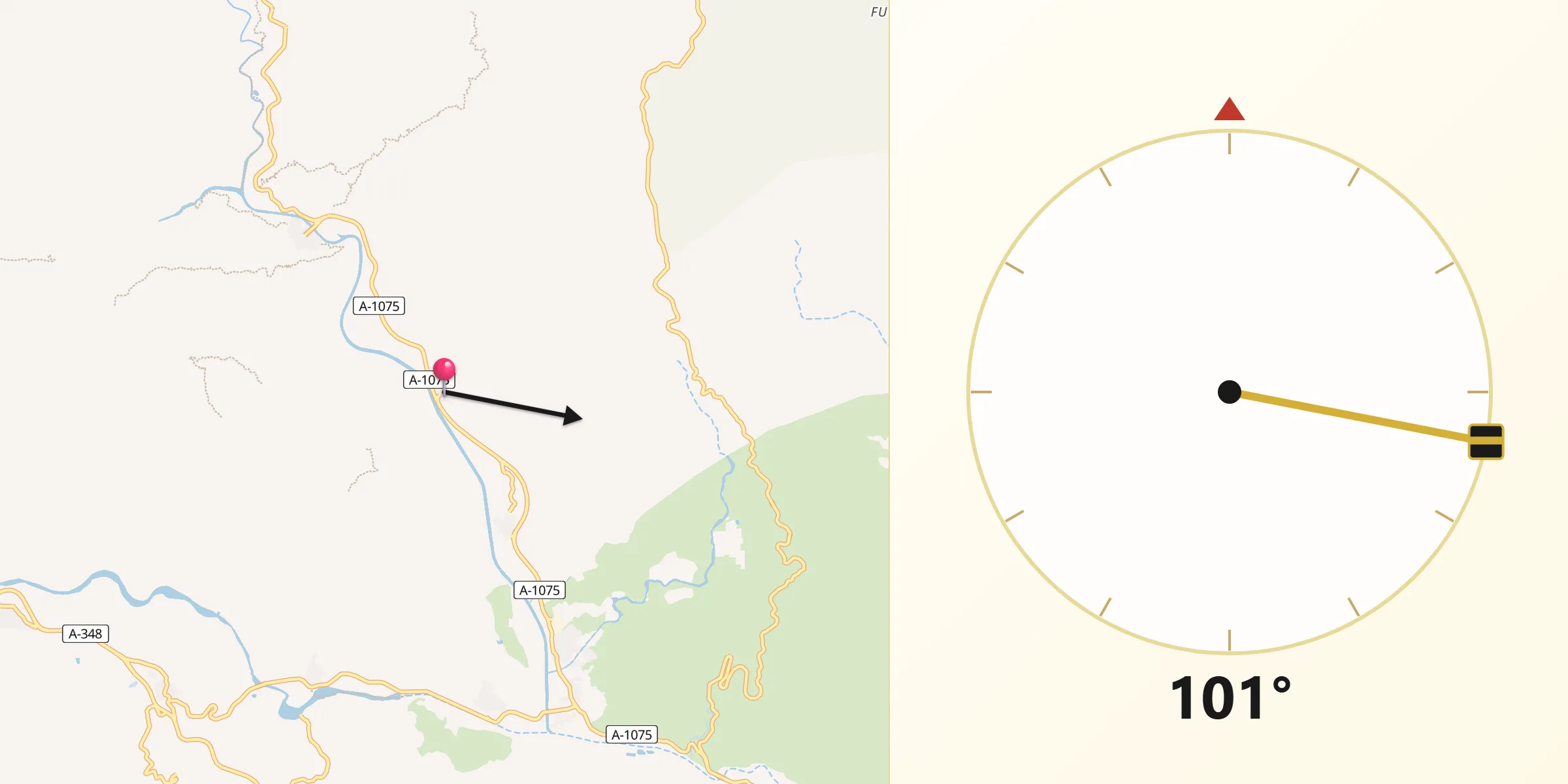 Dirección de la Qibla desde Santa Cruz de Marchena