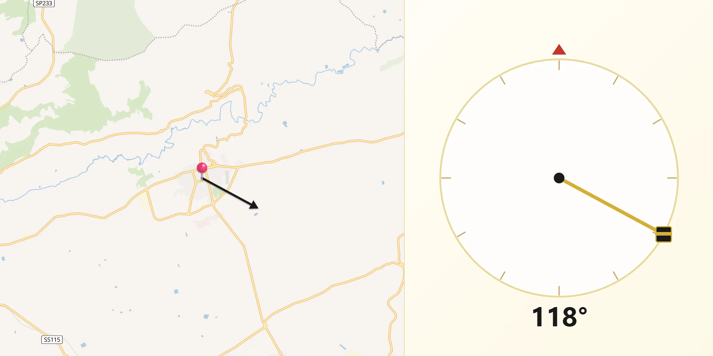 Direzione della Qibla da Acate