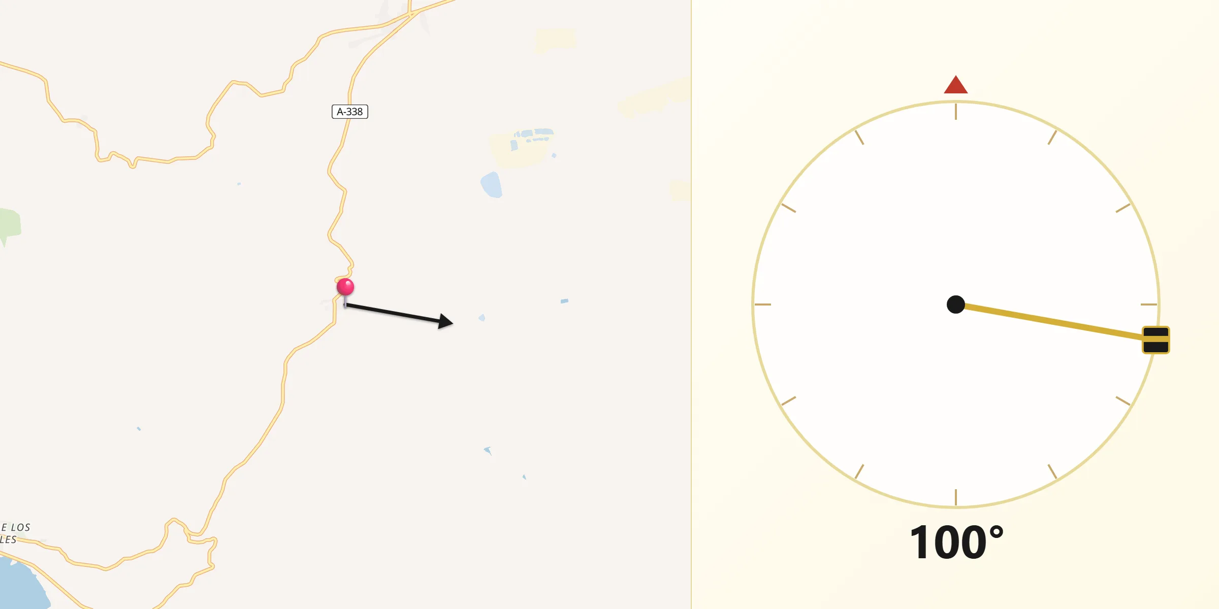 Dirección de la Qibla desde Agrón