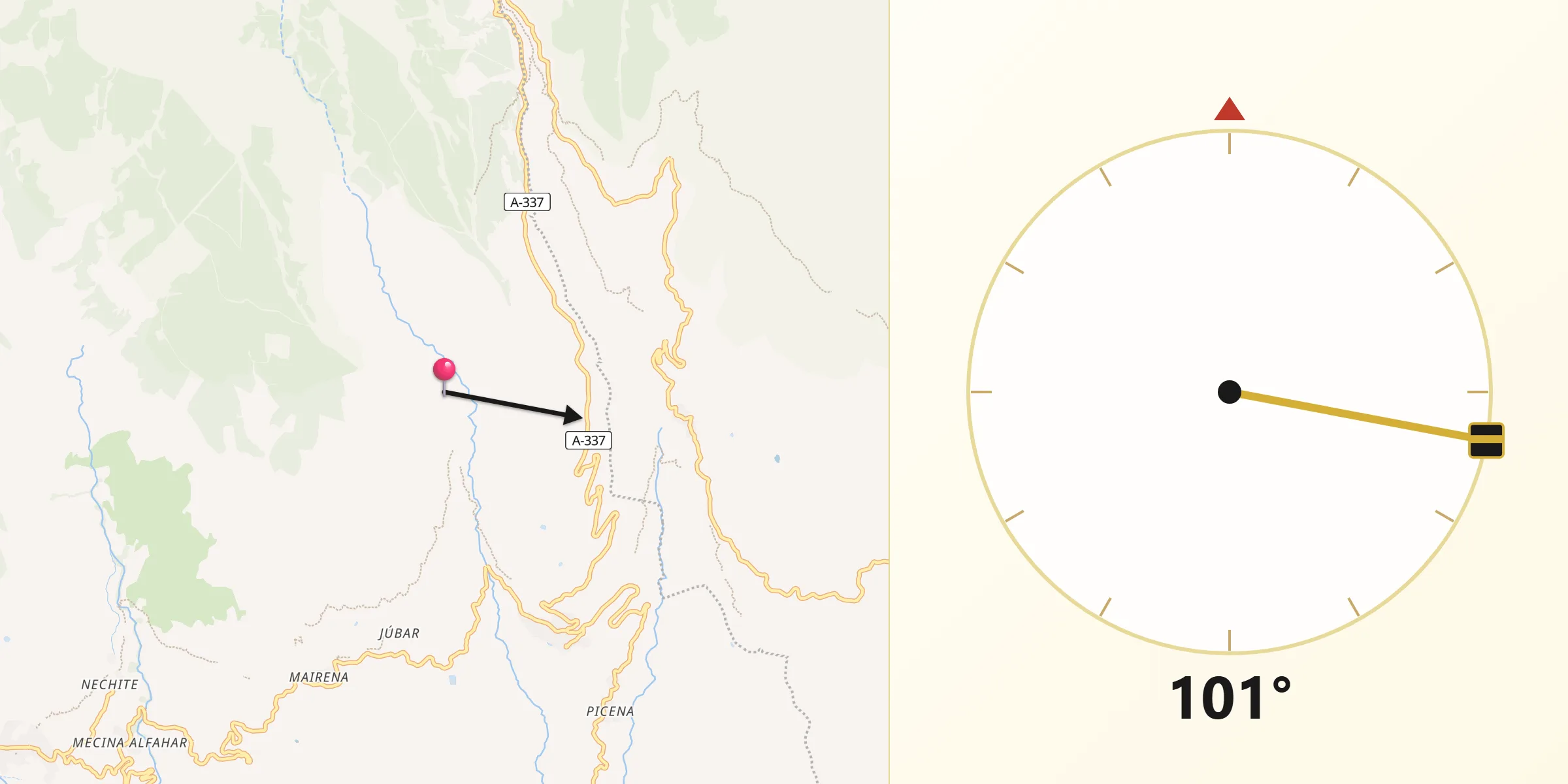 Dirección de la Qibla desde Nevada