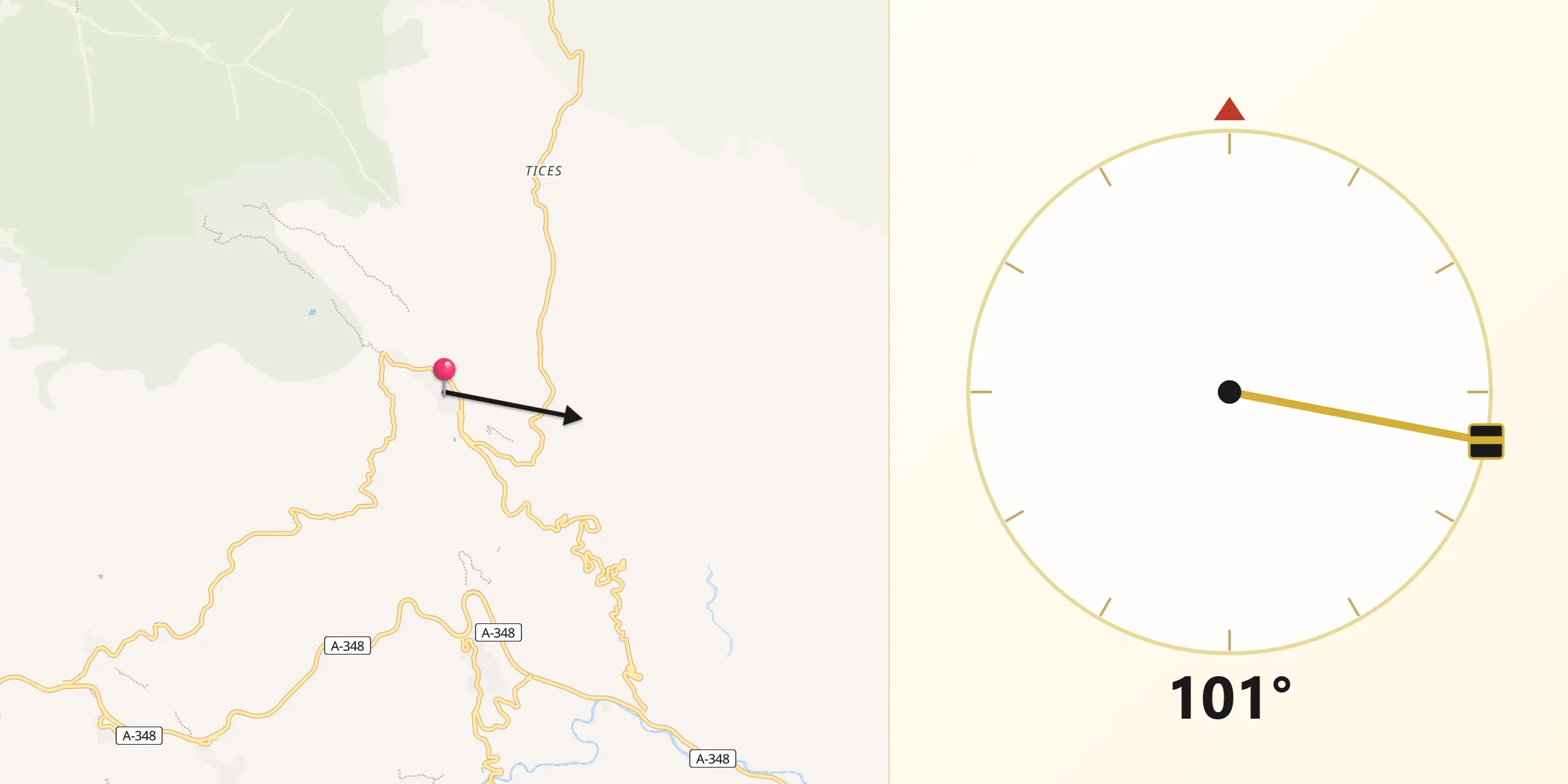 Dirección de la Qibla desde Ohanes