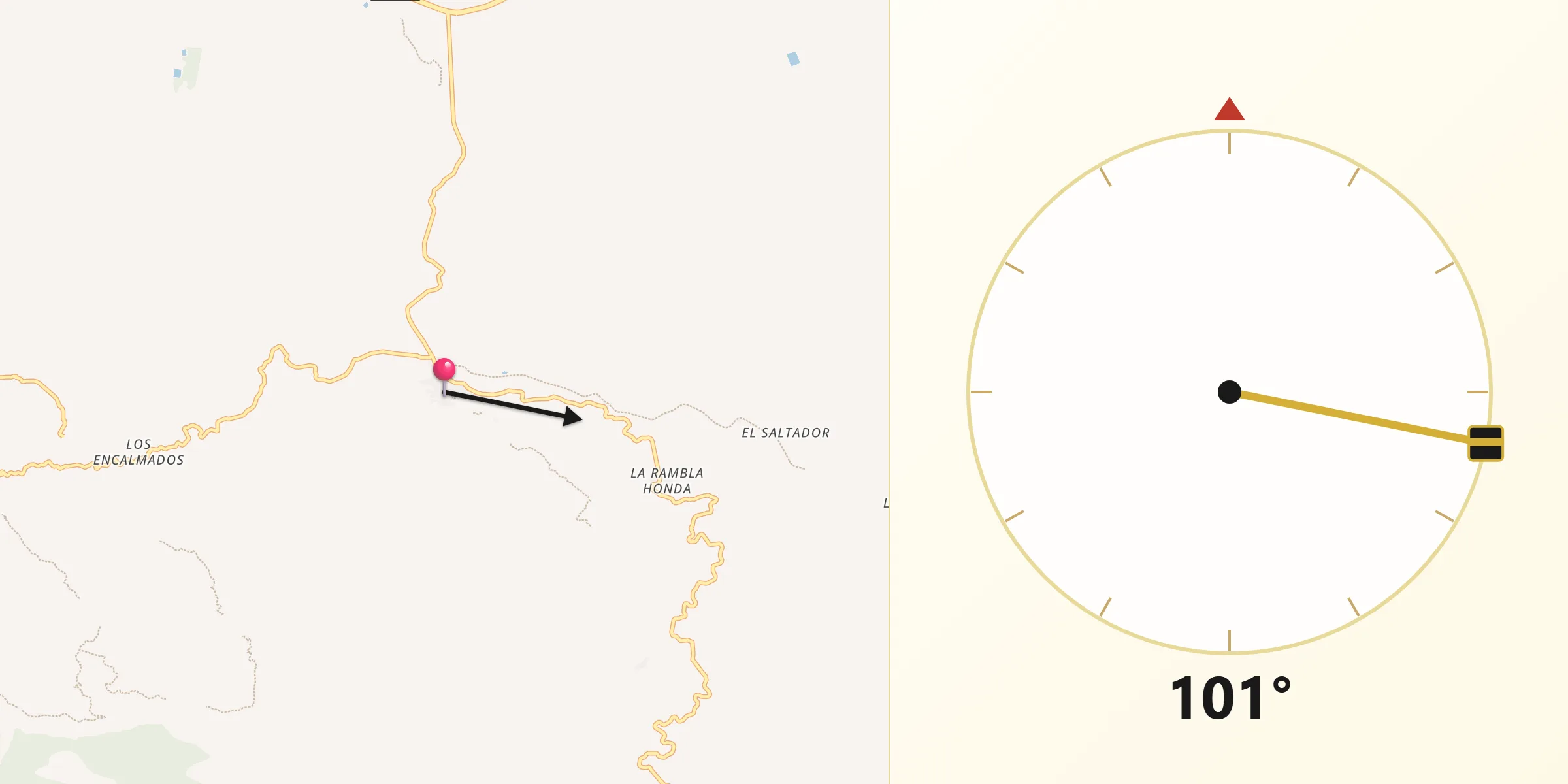 Dirección de la Qibla desde Lucainena de las Torres