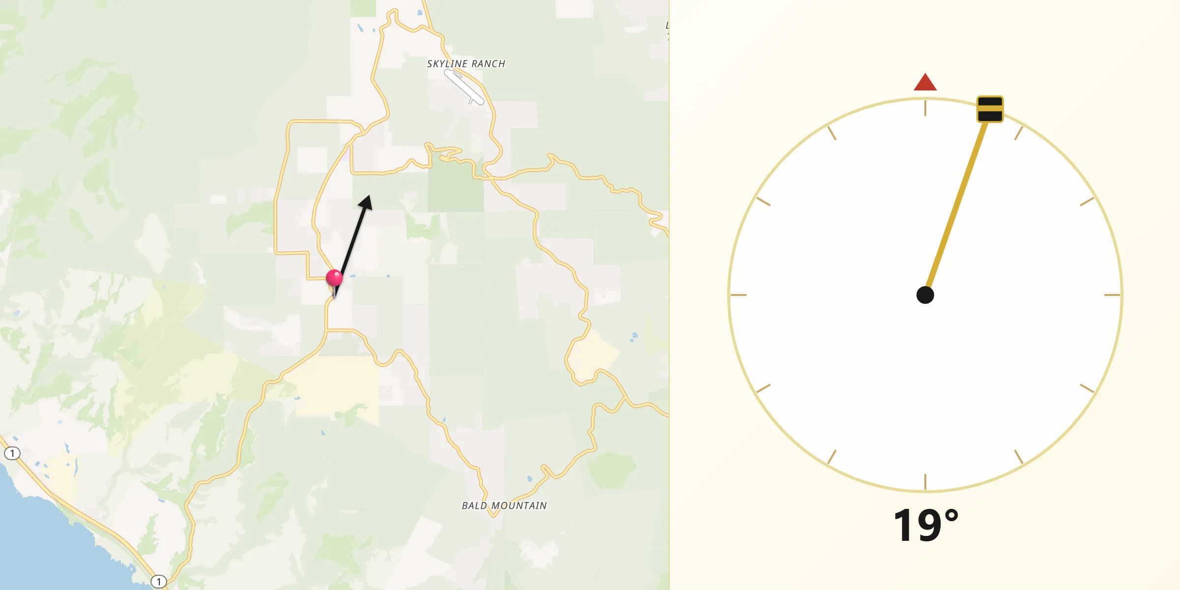 Qibla Direction from Bonny Doon