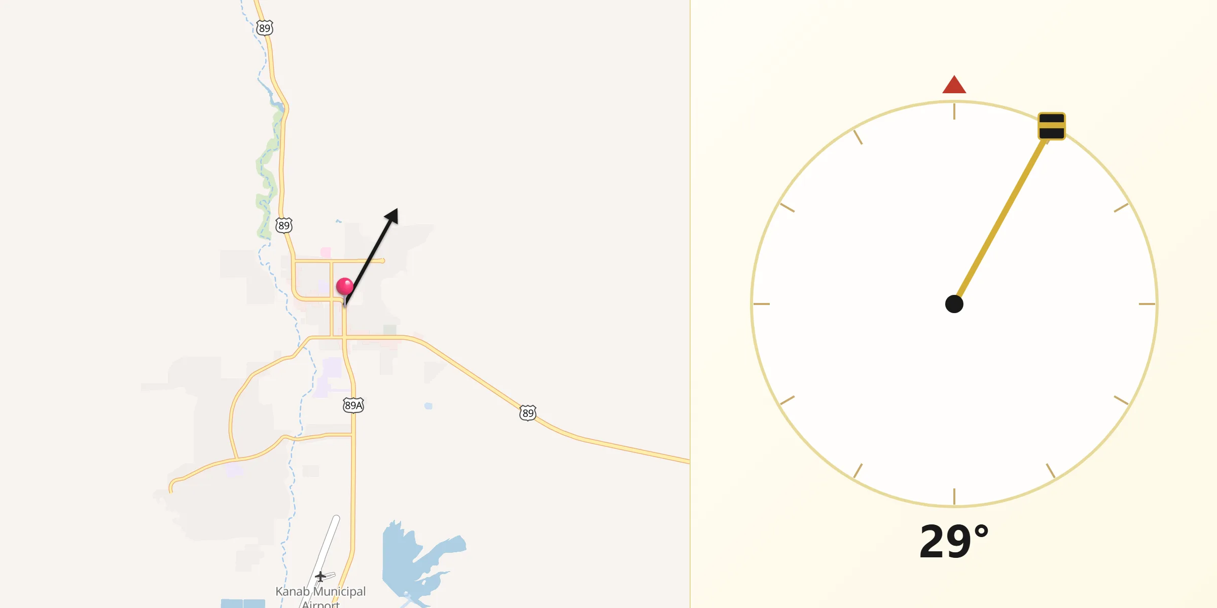 Qibla Direction from Kanab