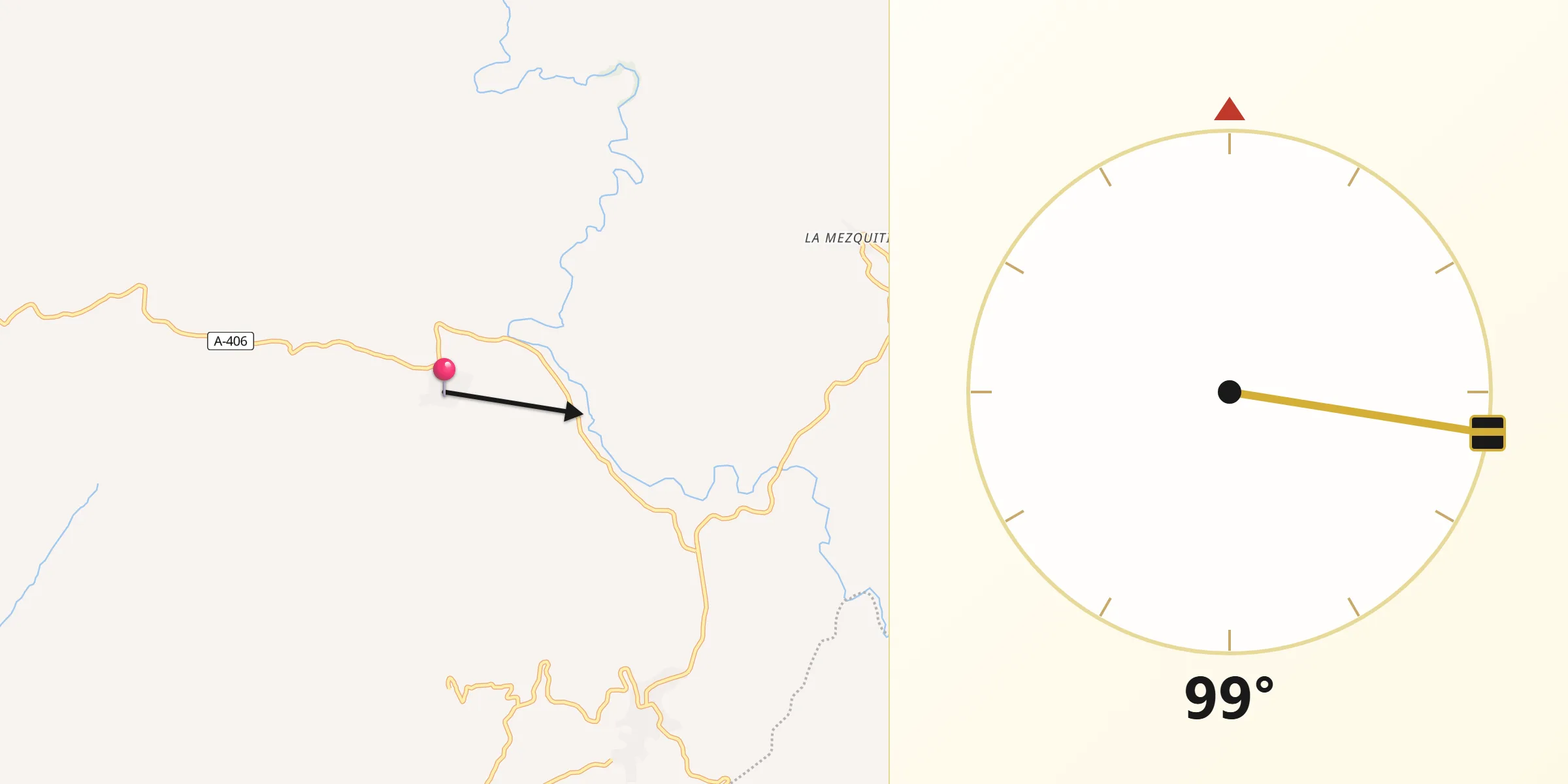 Dirección de la Qibla desde Villanueva de San Juan