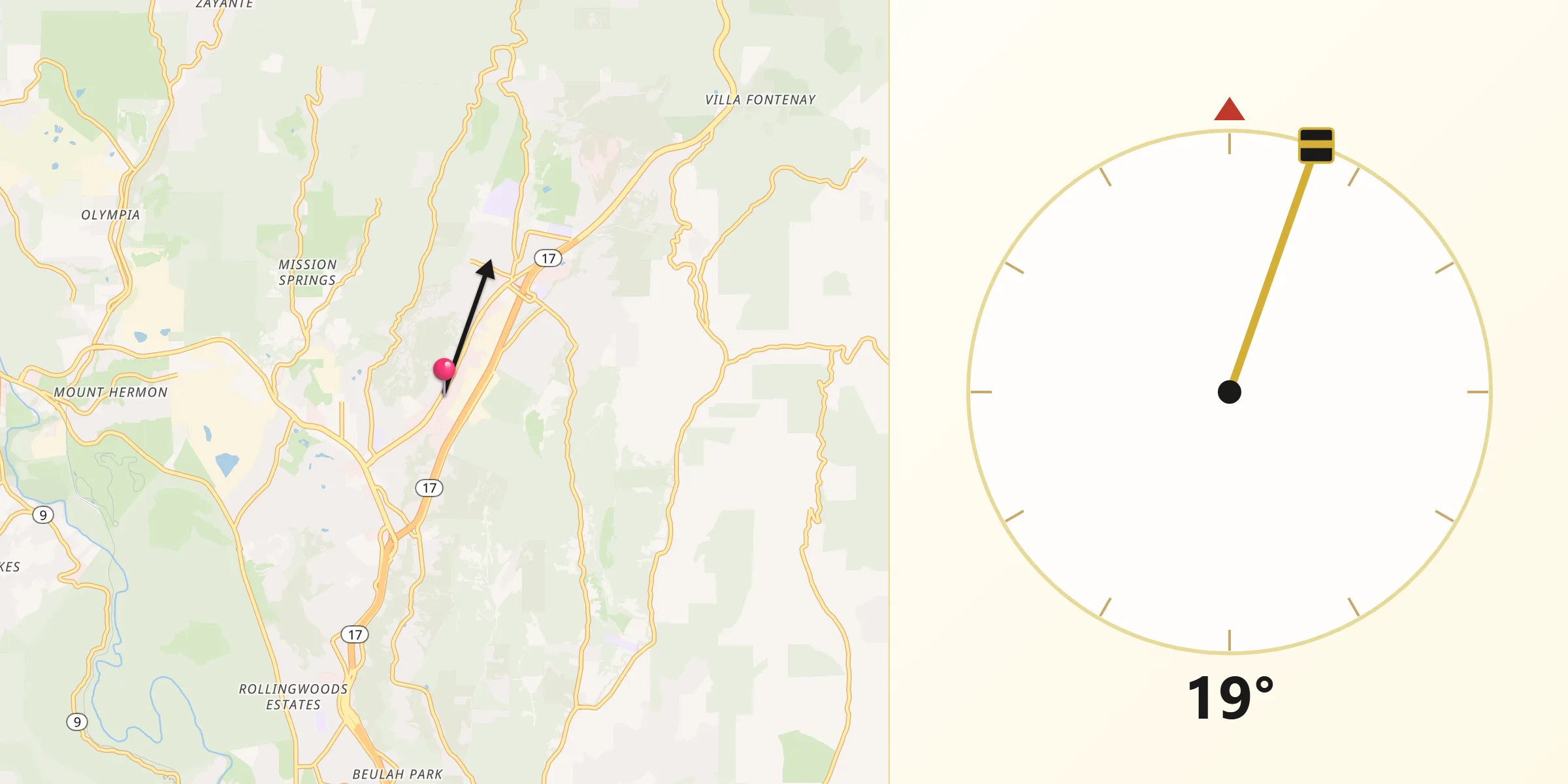 Qibla Direction from Scotts Valley