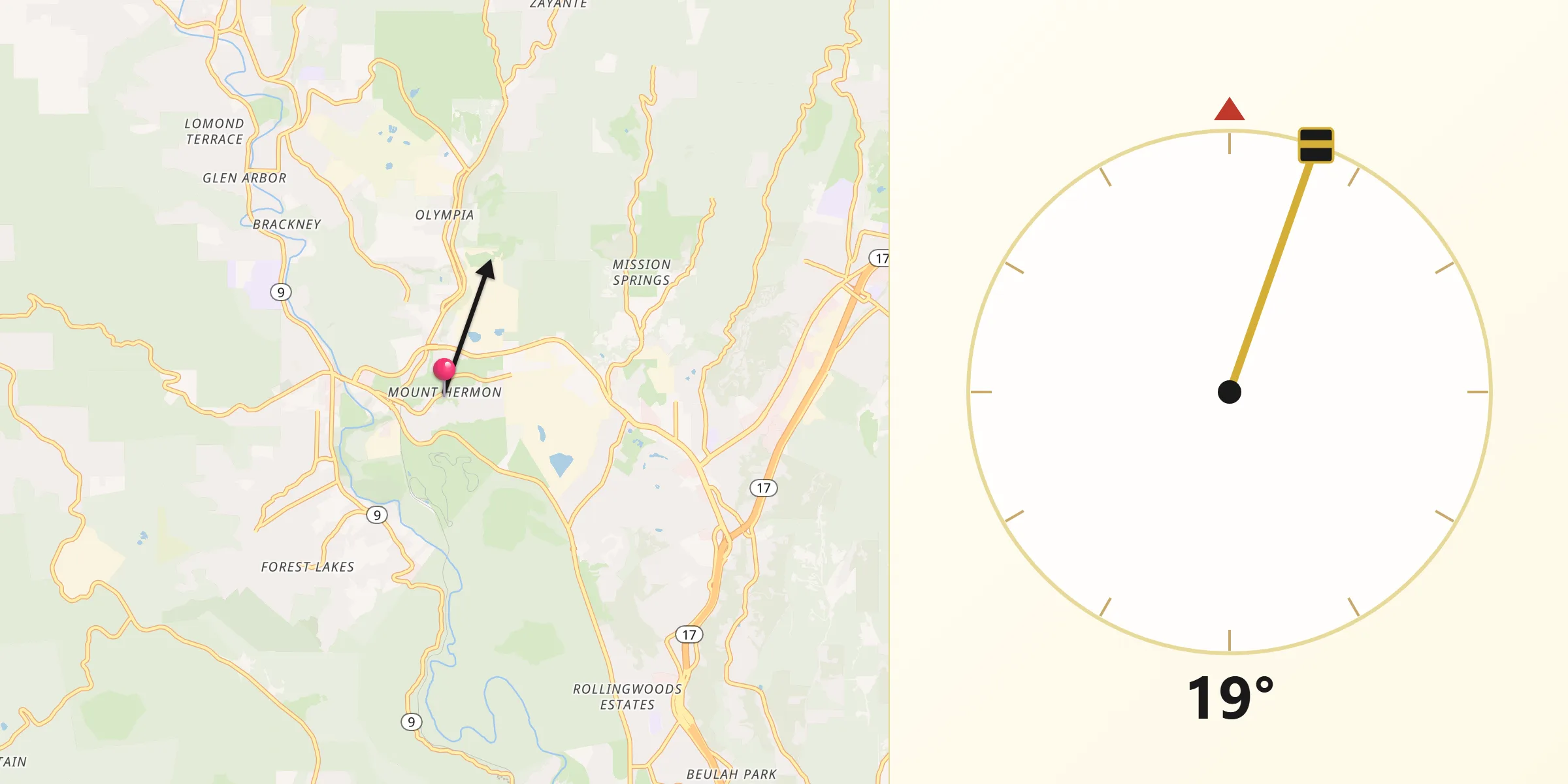 Qibla Direction from Mount Hermon