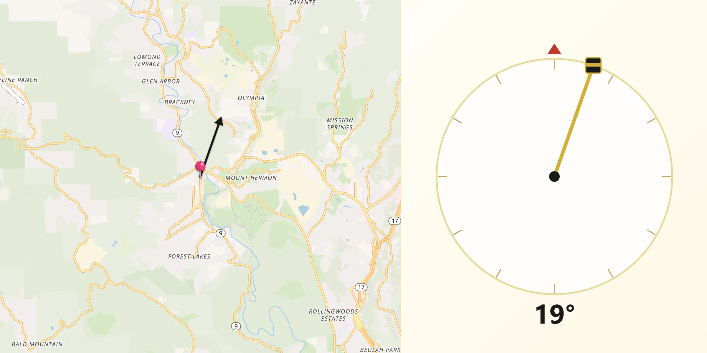 Qibla Direction from Felton
