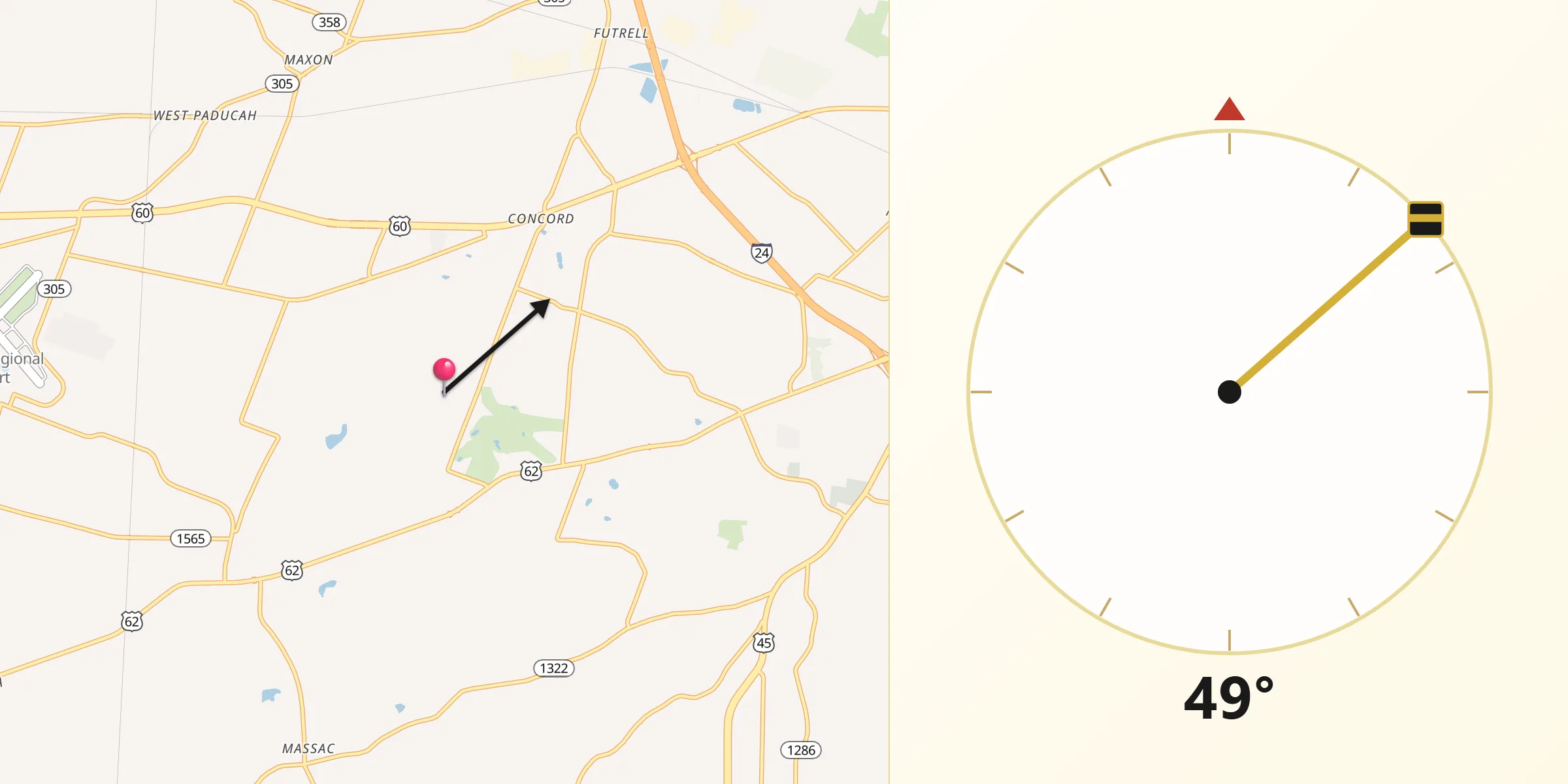 Qibla Direction from McCracken