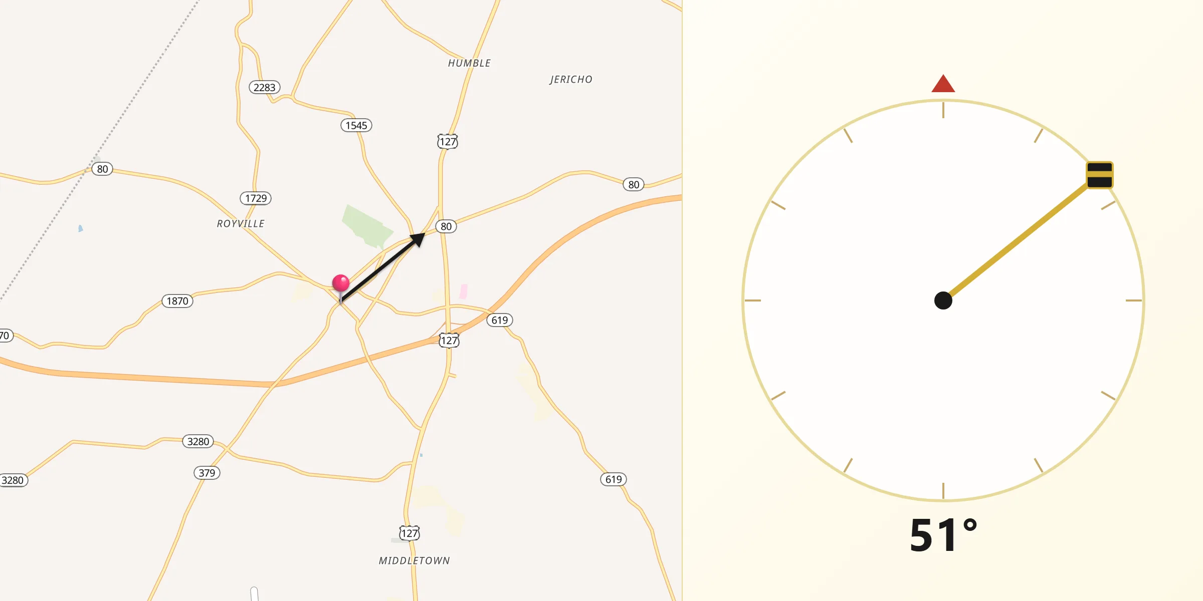 Qibla Direction from Russell Springs