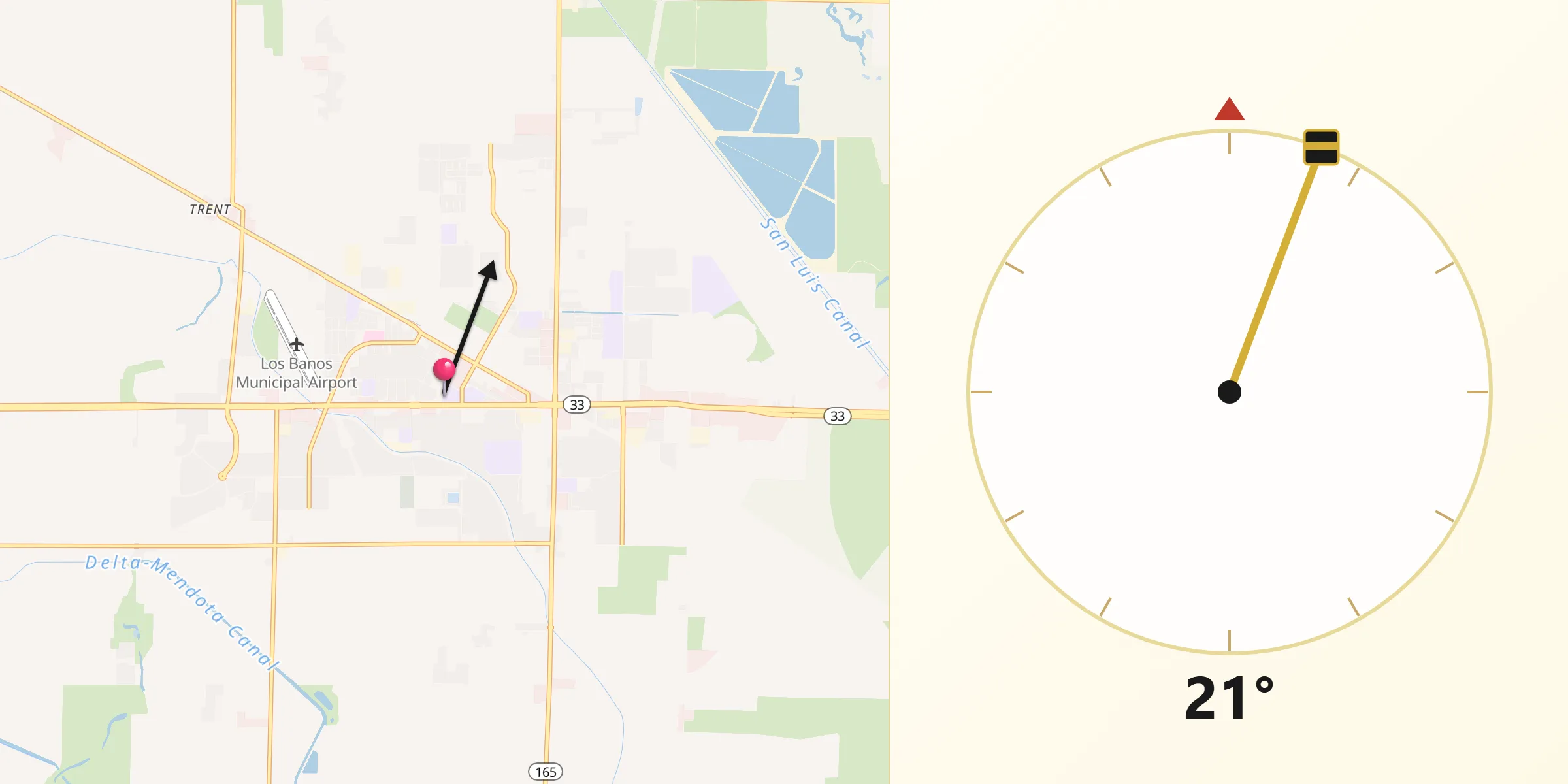 Qibla Direction from Los Banos