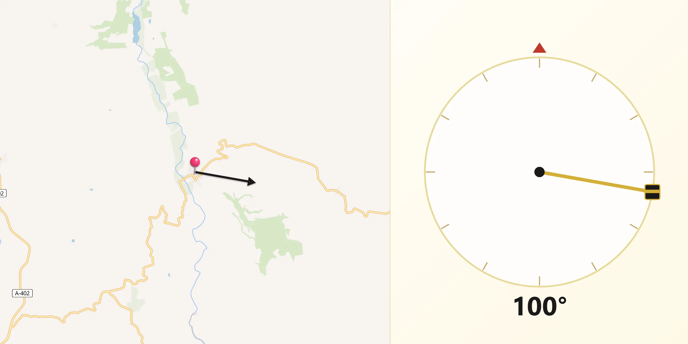 Dirección de la Qibla desde Cacín