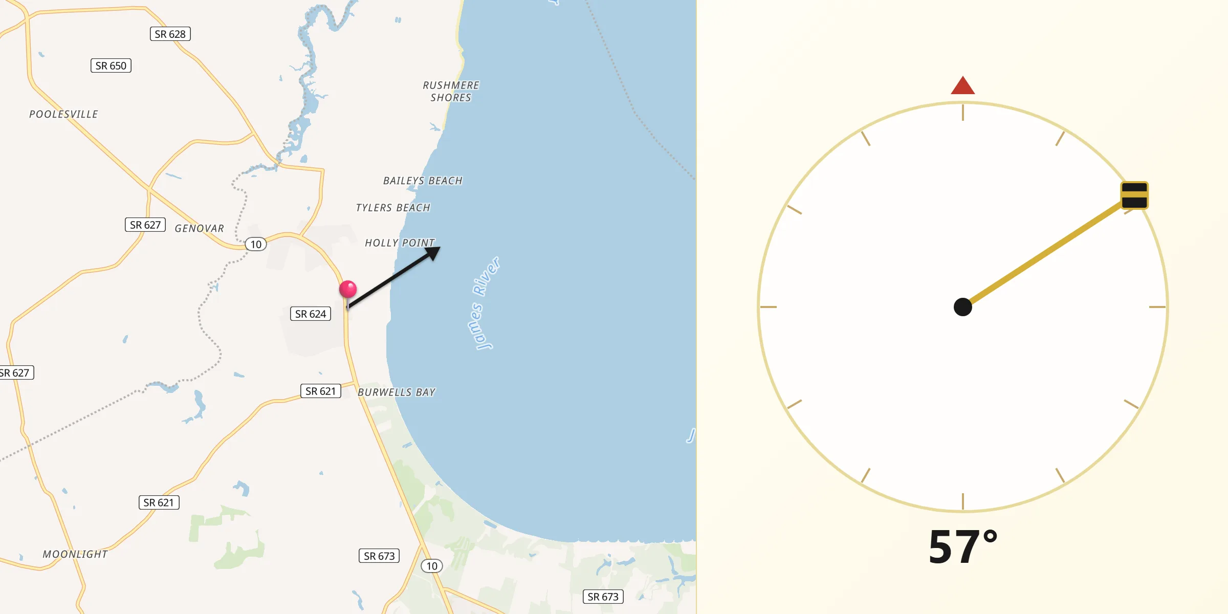 Qibla Direction from Rushmere