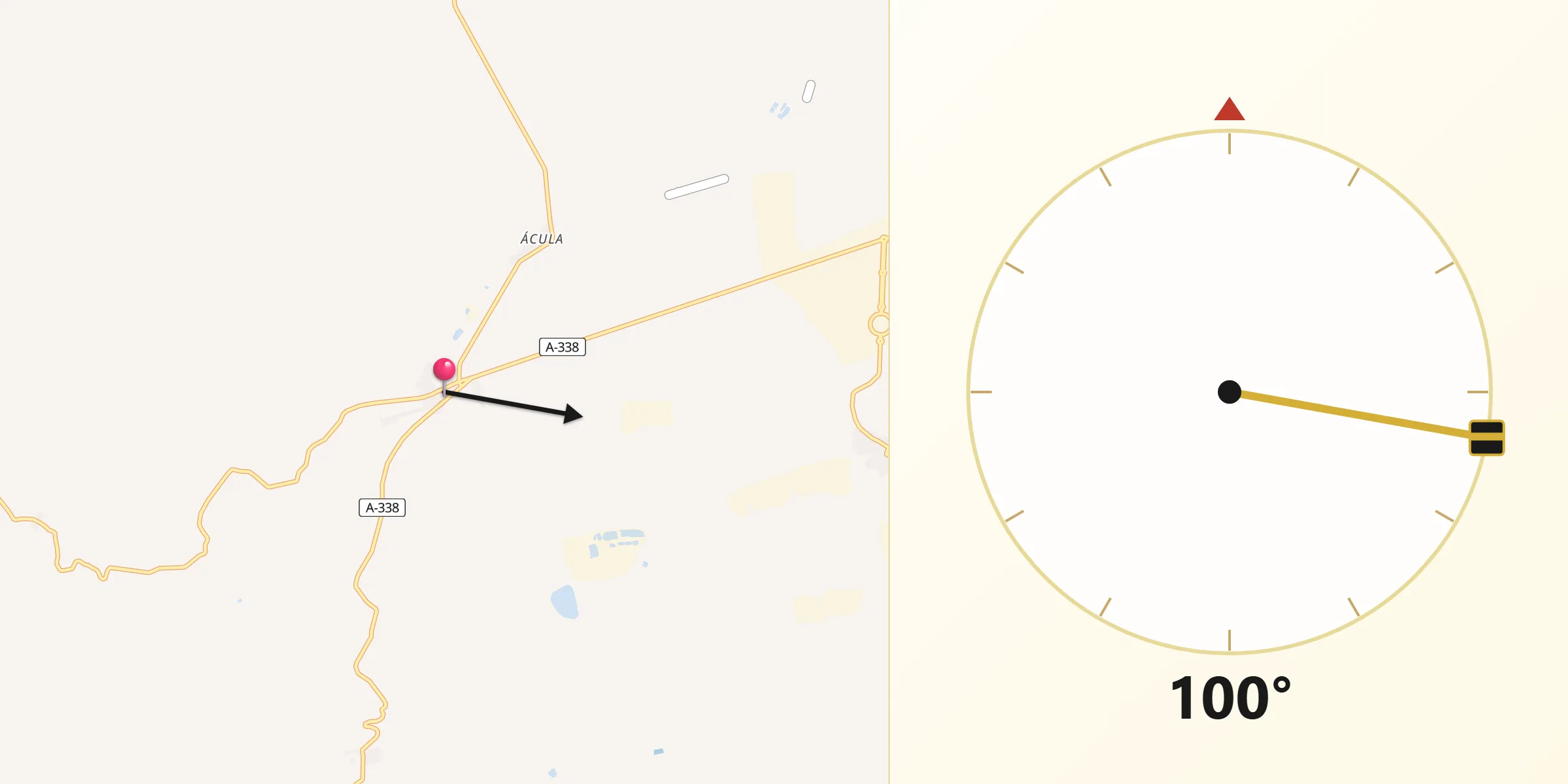 Dirección de la Qibla desde Ventas de Huelma