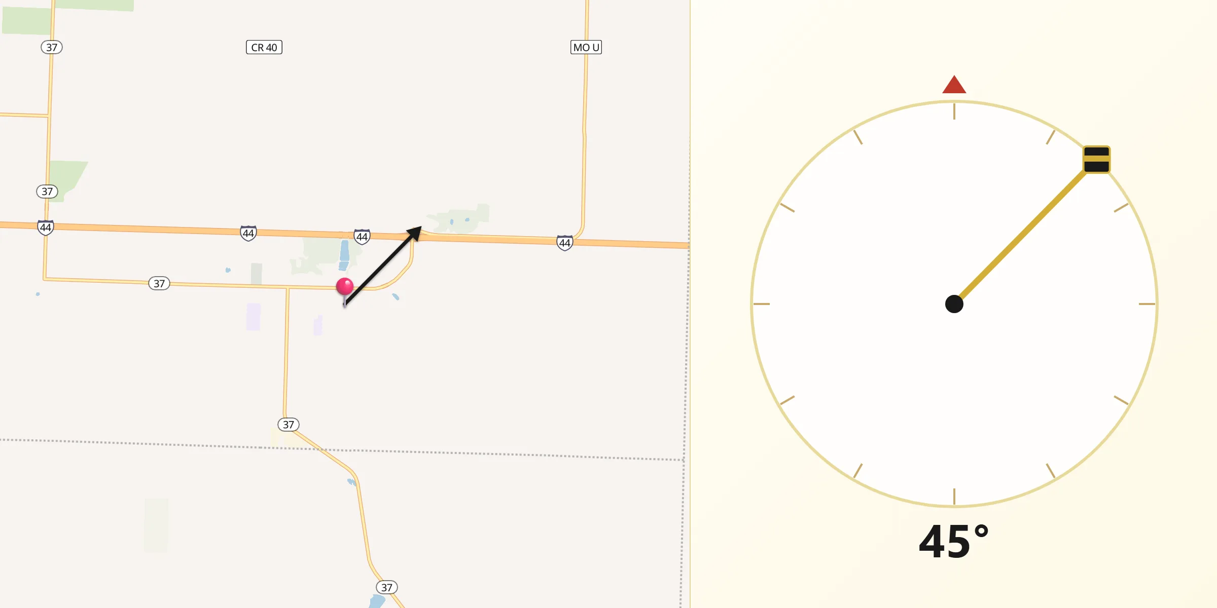 Qibla Direction from Sarcoxie