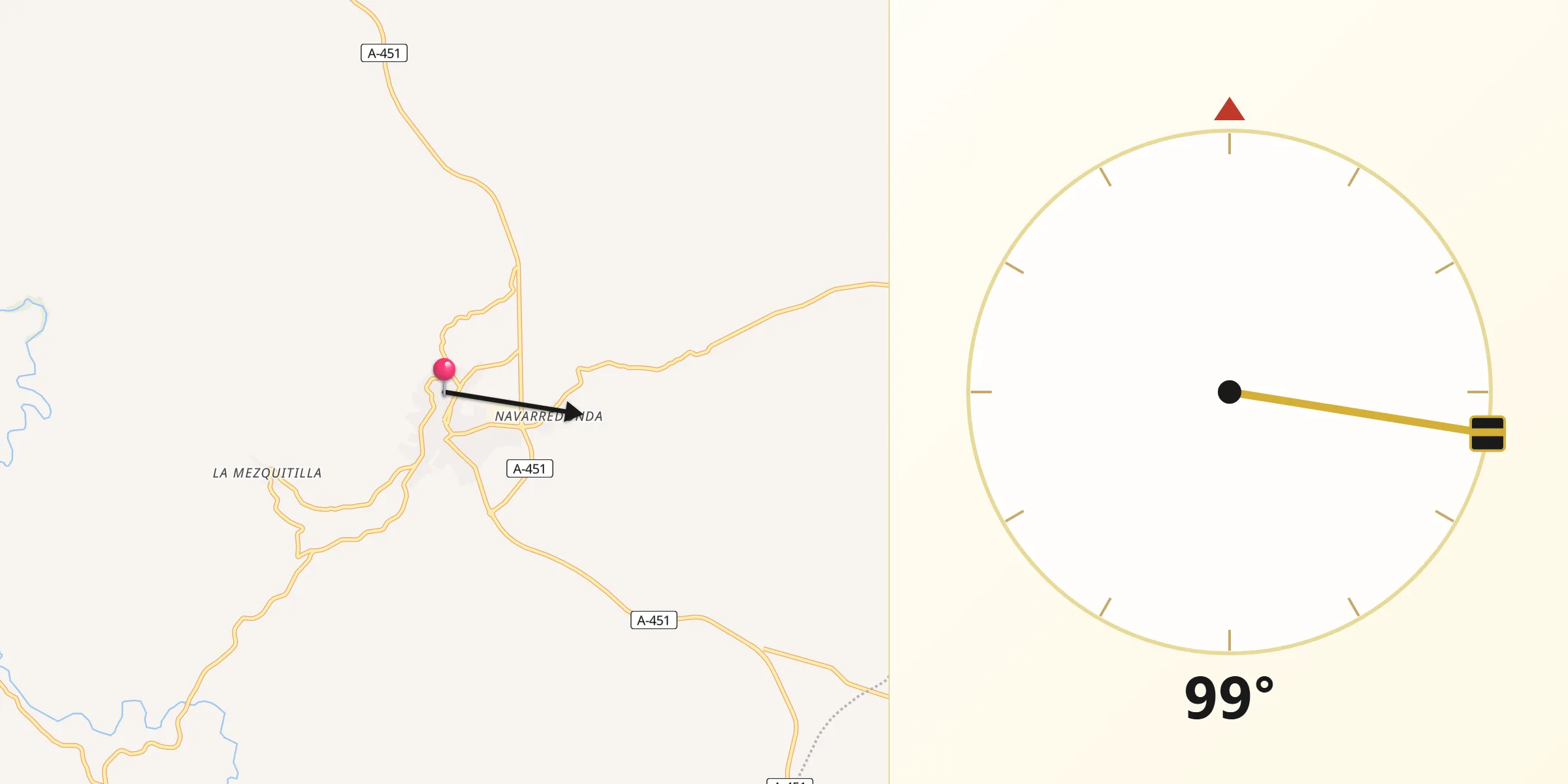 Dirección de la Qibla desde El Saucejo