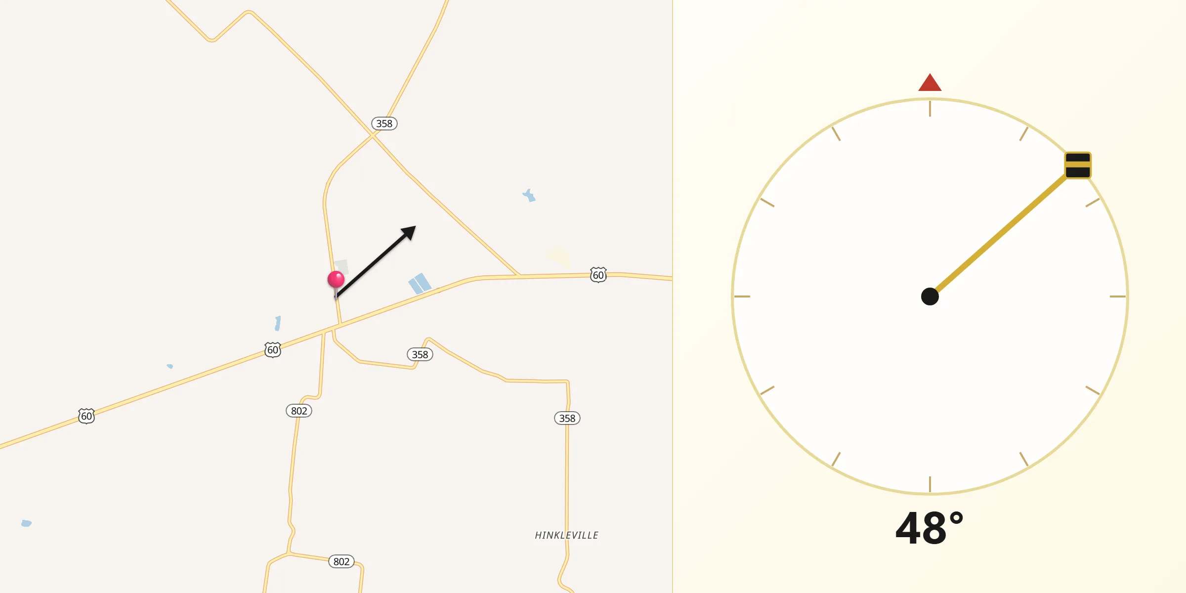 Qibla Direction from La Center