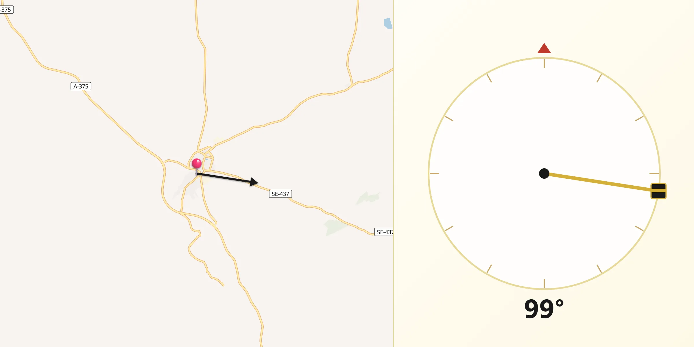 Dirección de la Qibla desde El Coronil