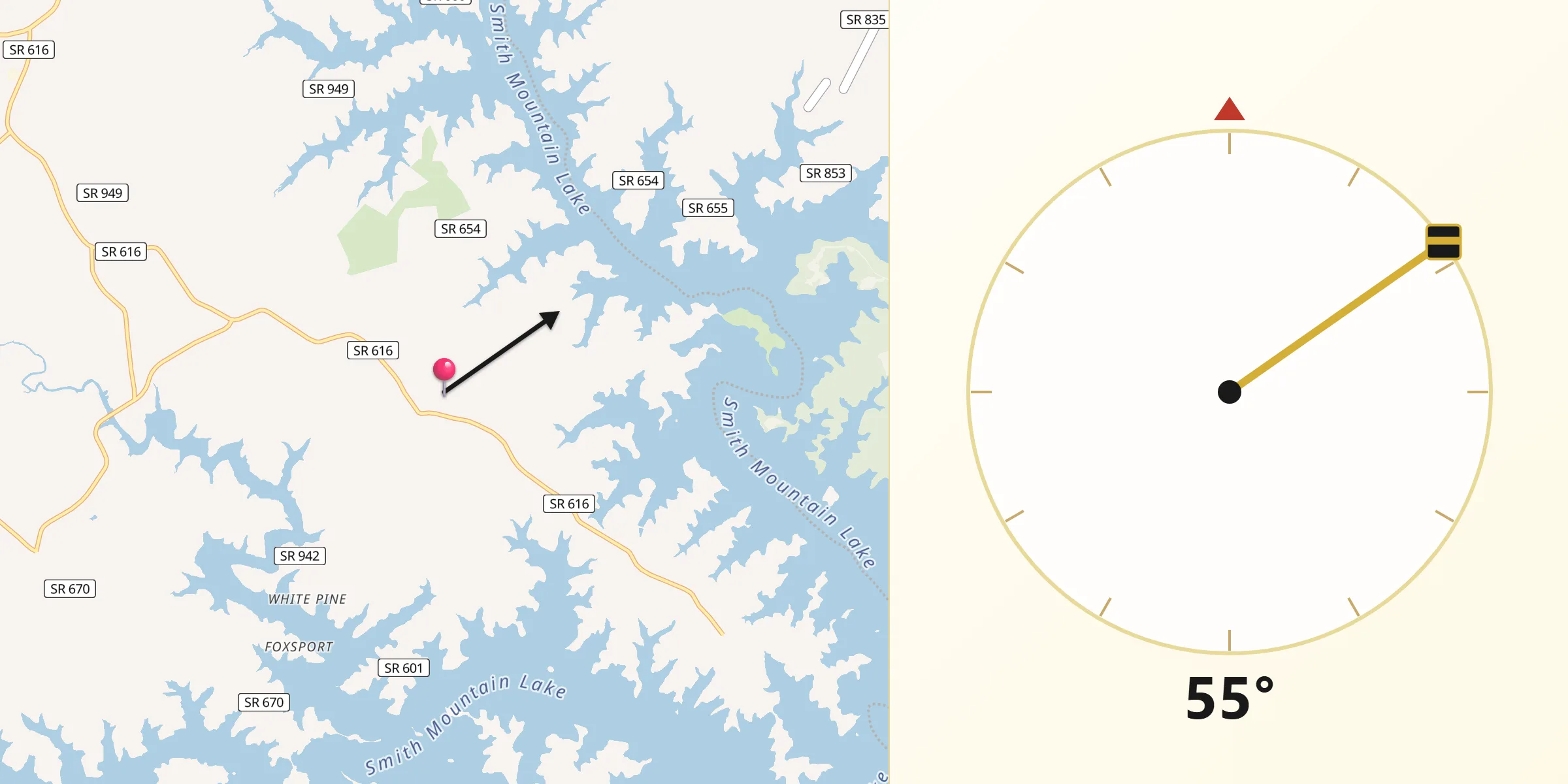 Qibla Direction from North Shore