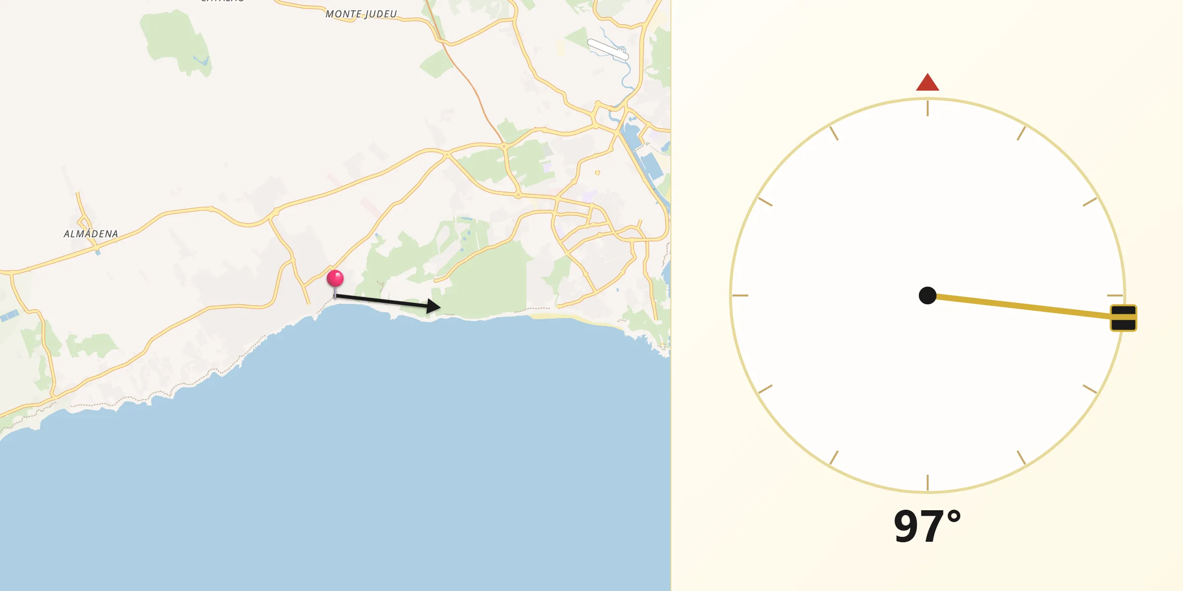 Direção da Qibla a partir de Senhora da Luz