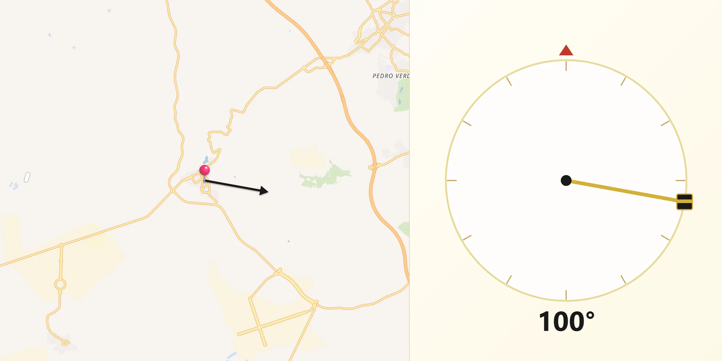 Dirección de la Qibla desde La Malahá