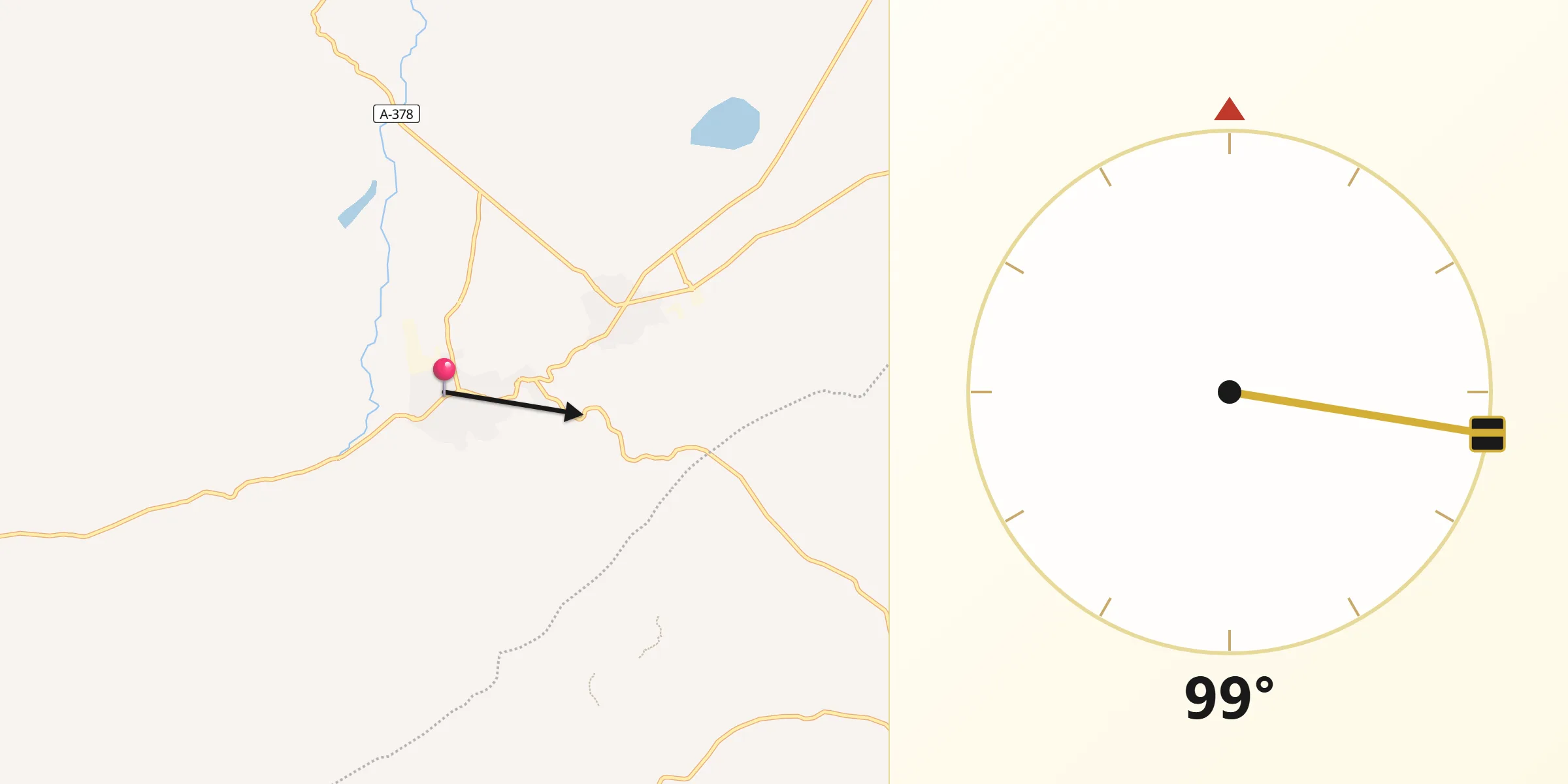 Dirección de la Qibla desde Corrales Los