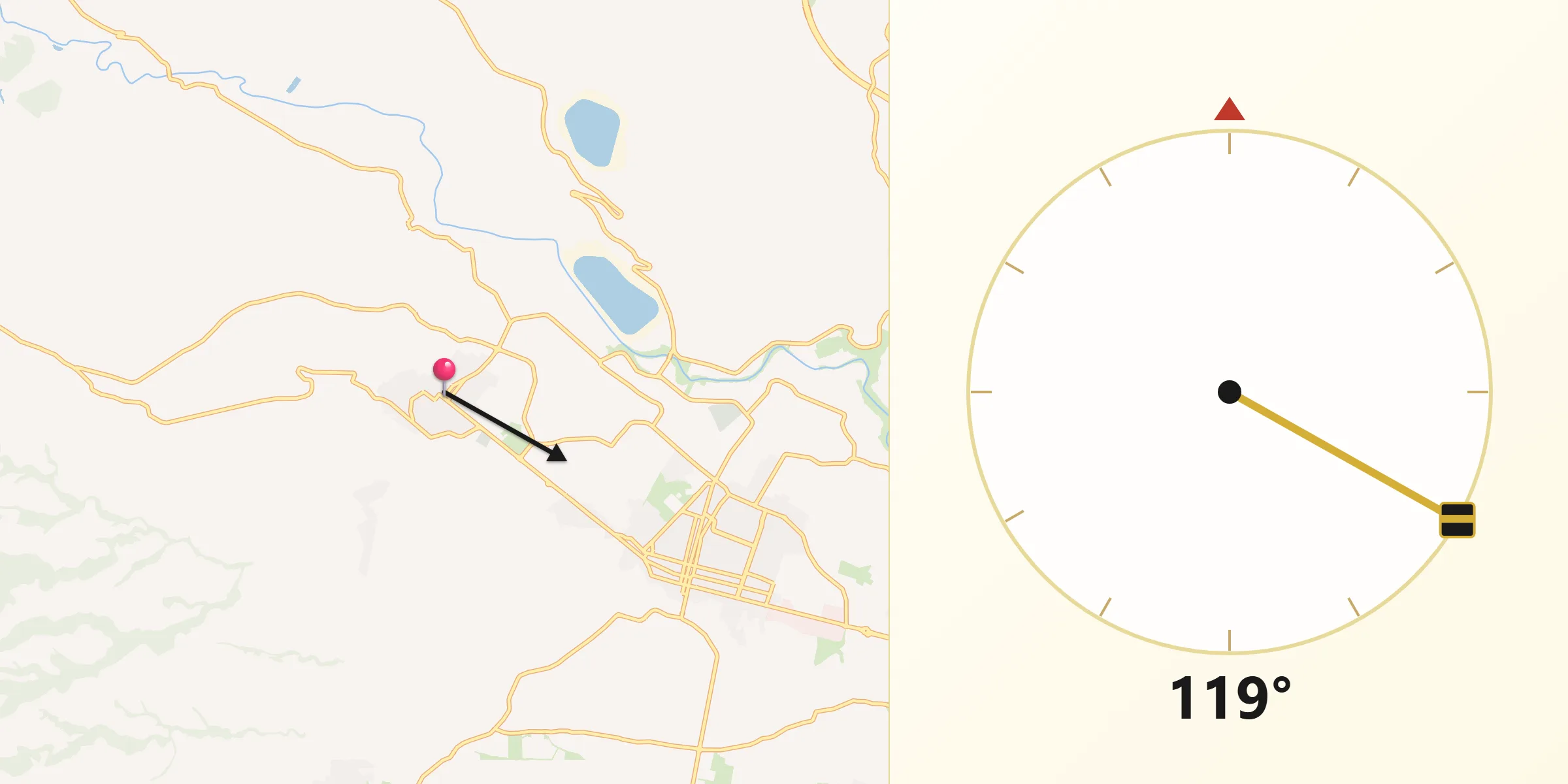 Direzione della Qibla da Solarino