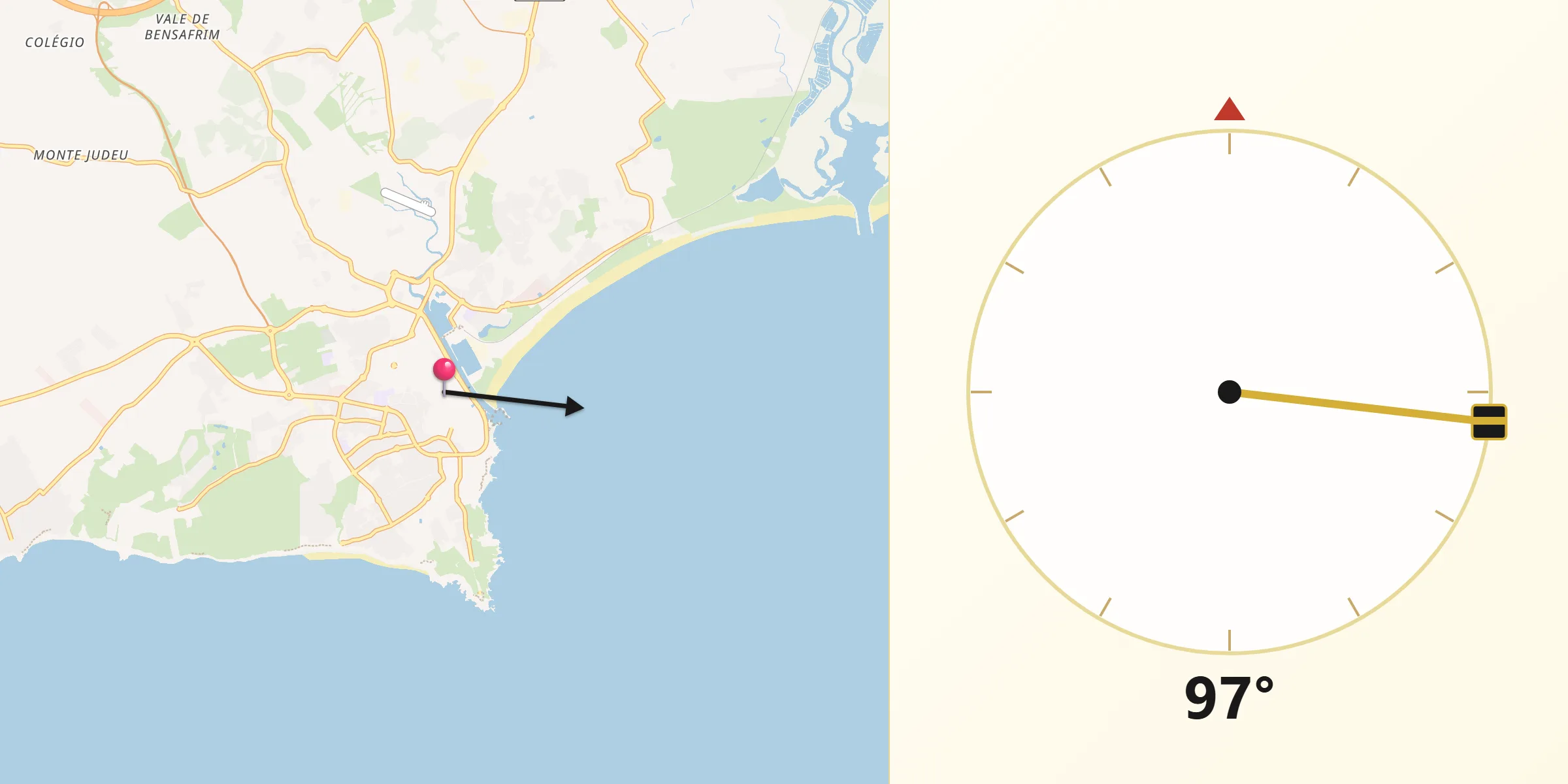 Direção da Qibla a partir de Lagos