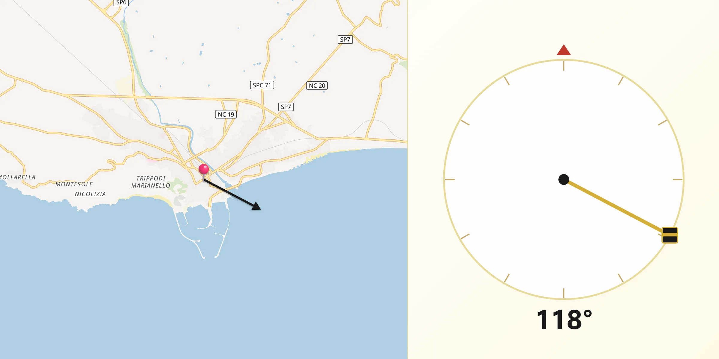 Direzione della Qibla da Licata