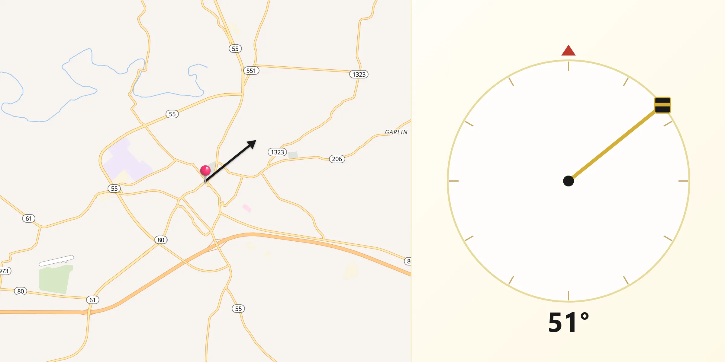 Dirección de la Qibla desde Columbia