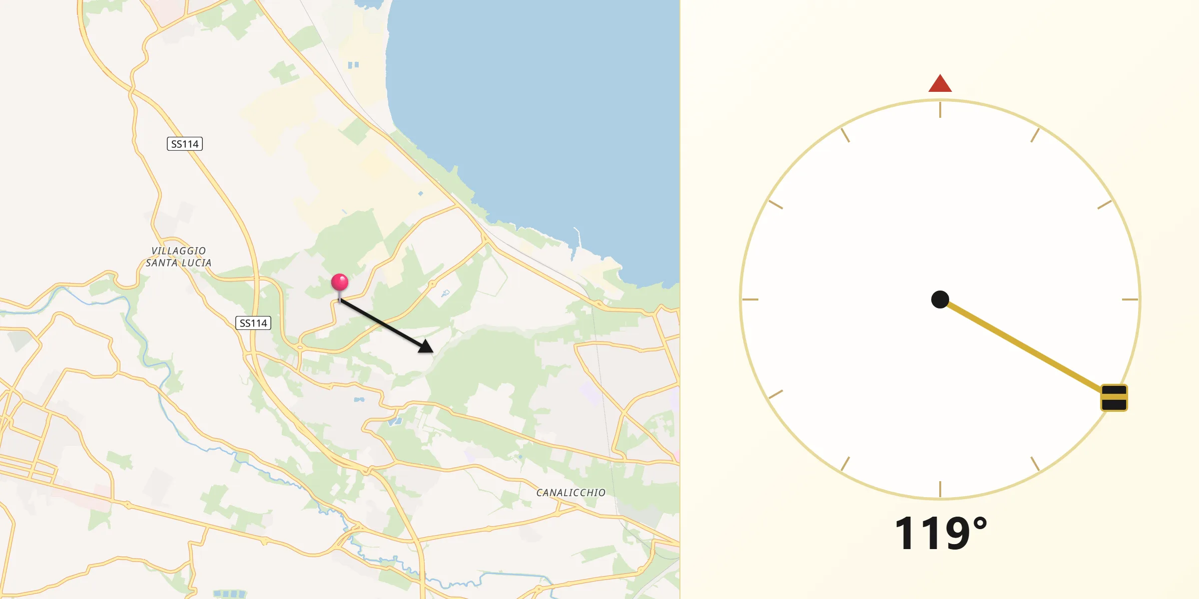 Direzione della Qibla da Città Giardino