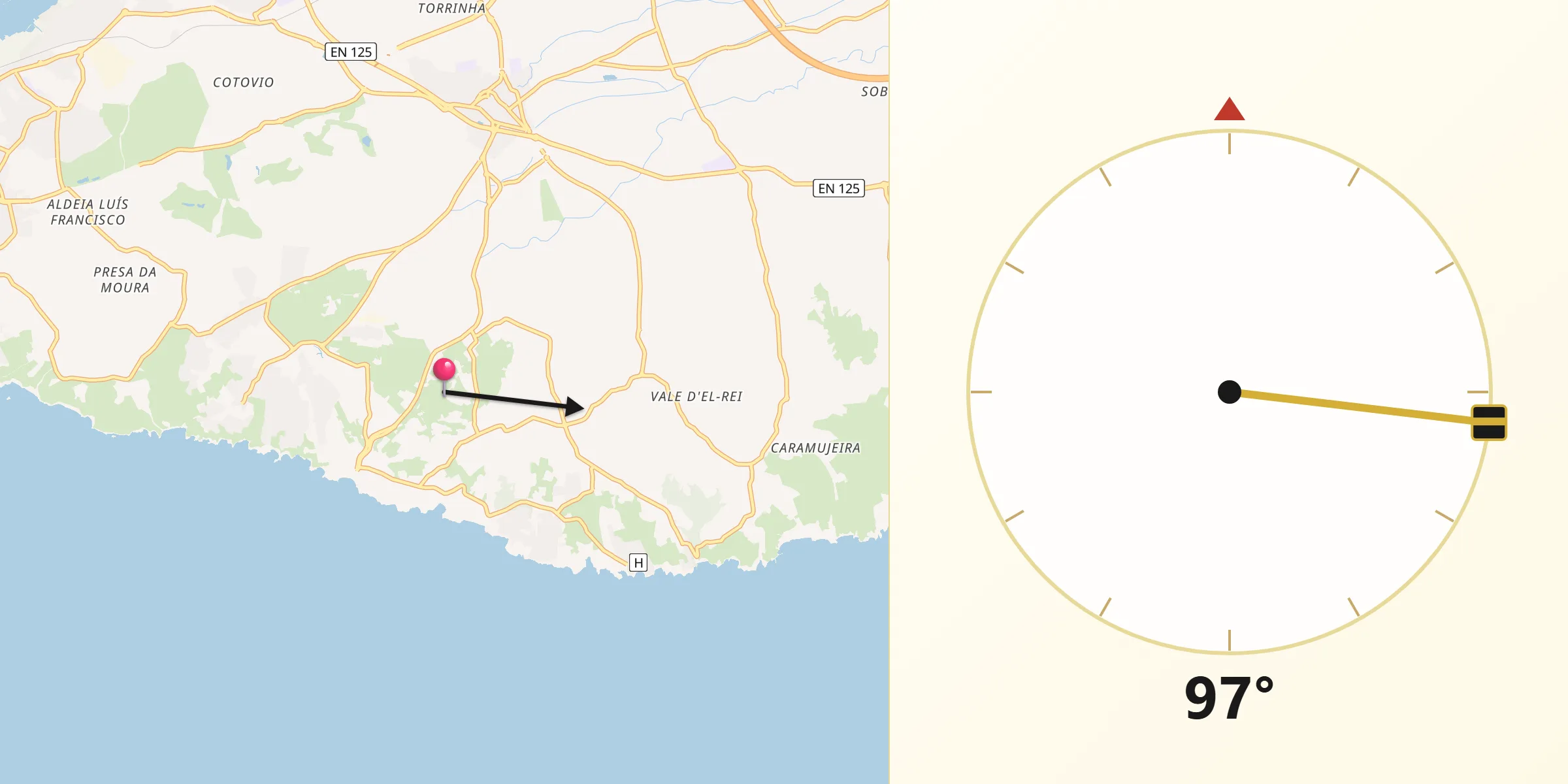 Direção da Qibla a partir de Lagoa