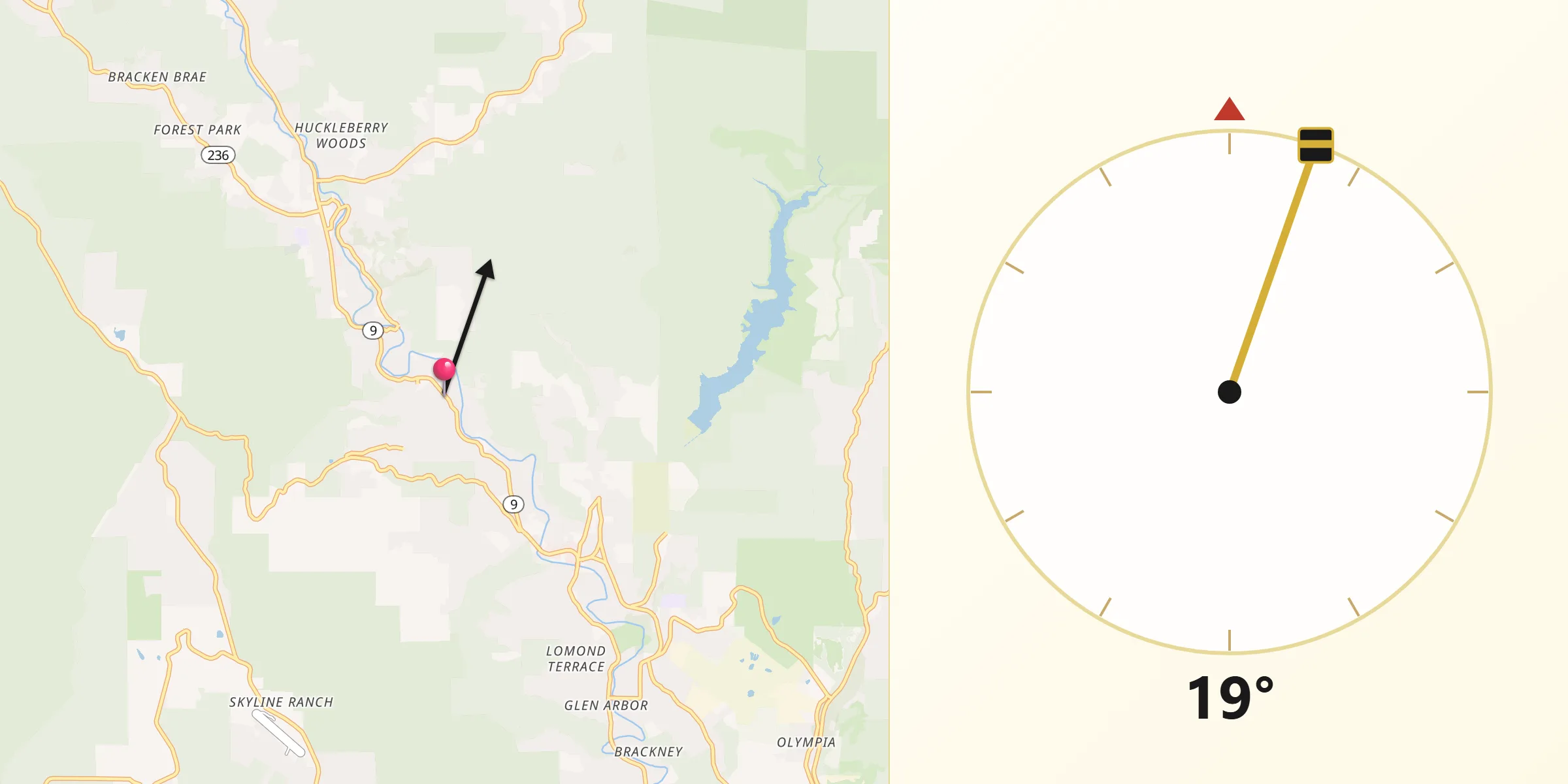 Qibla Direction from Brookdale