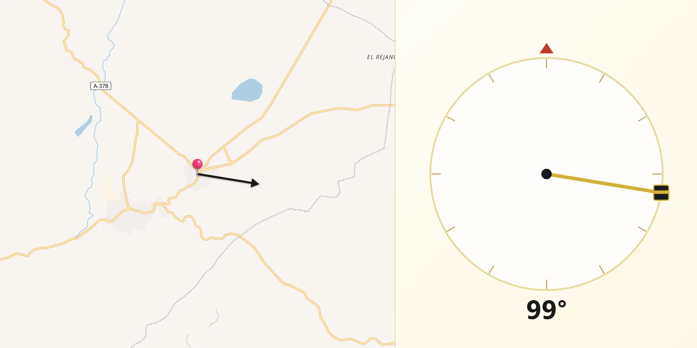 Dirección de la Qibla desde Martín de la Jara