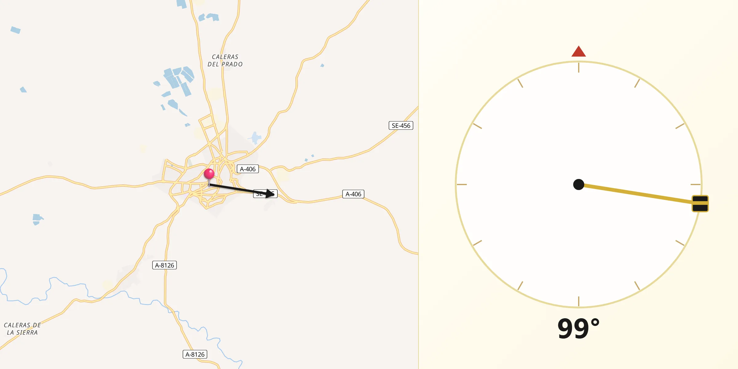 Dirección de la Qibla desde Morón de la Frontera