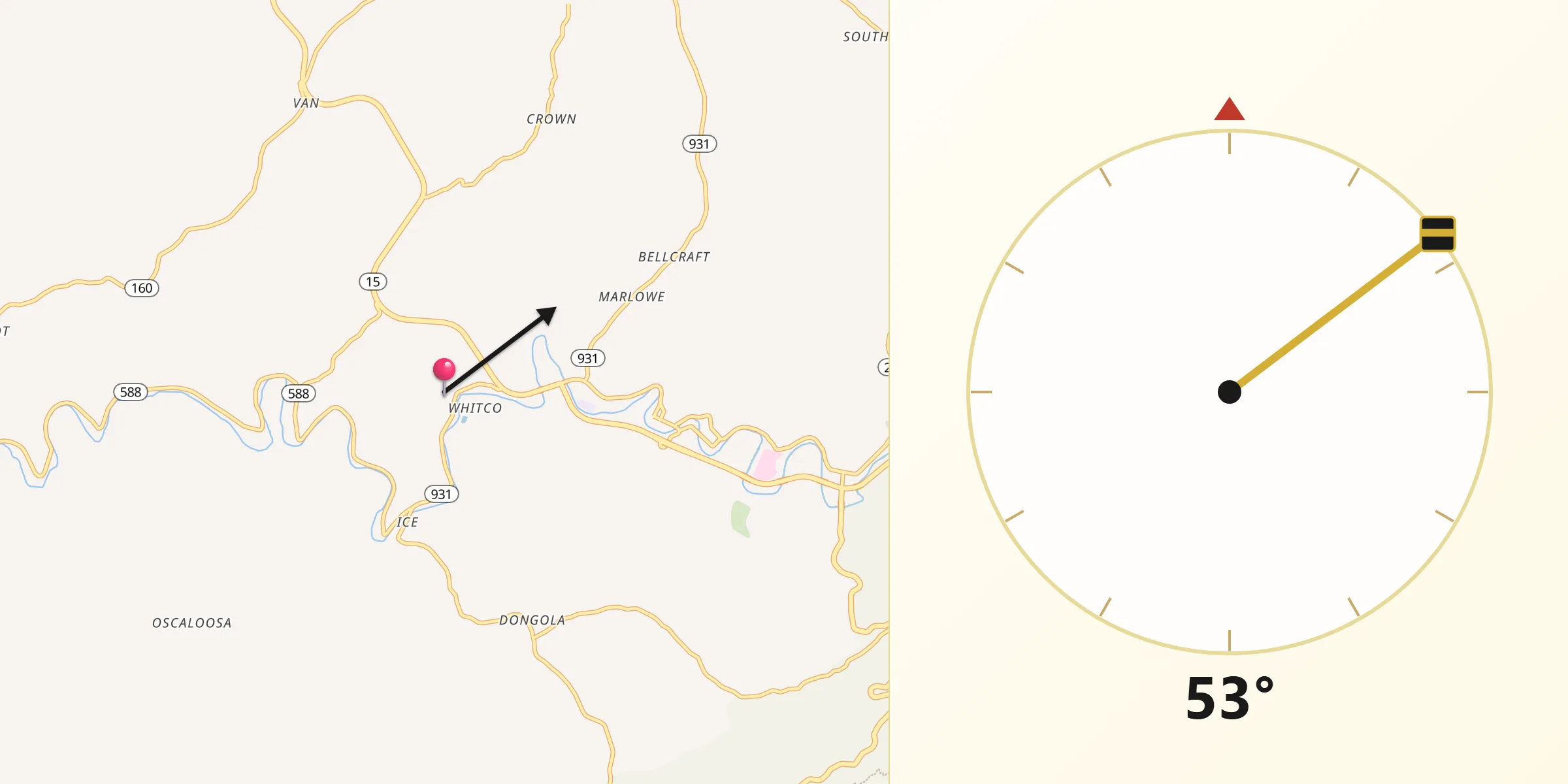 Qibla Direction from Letcher