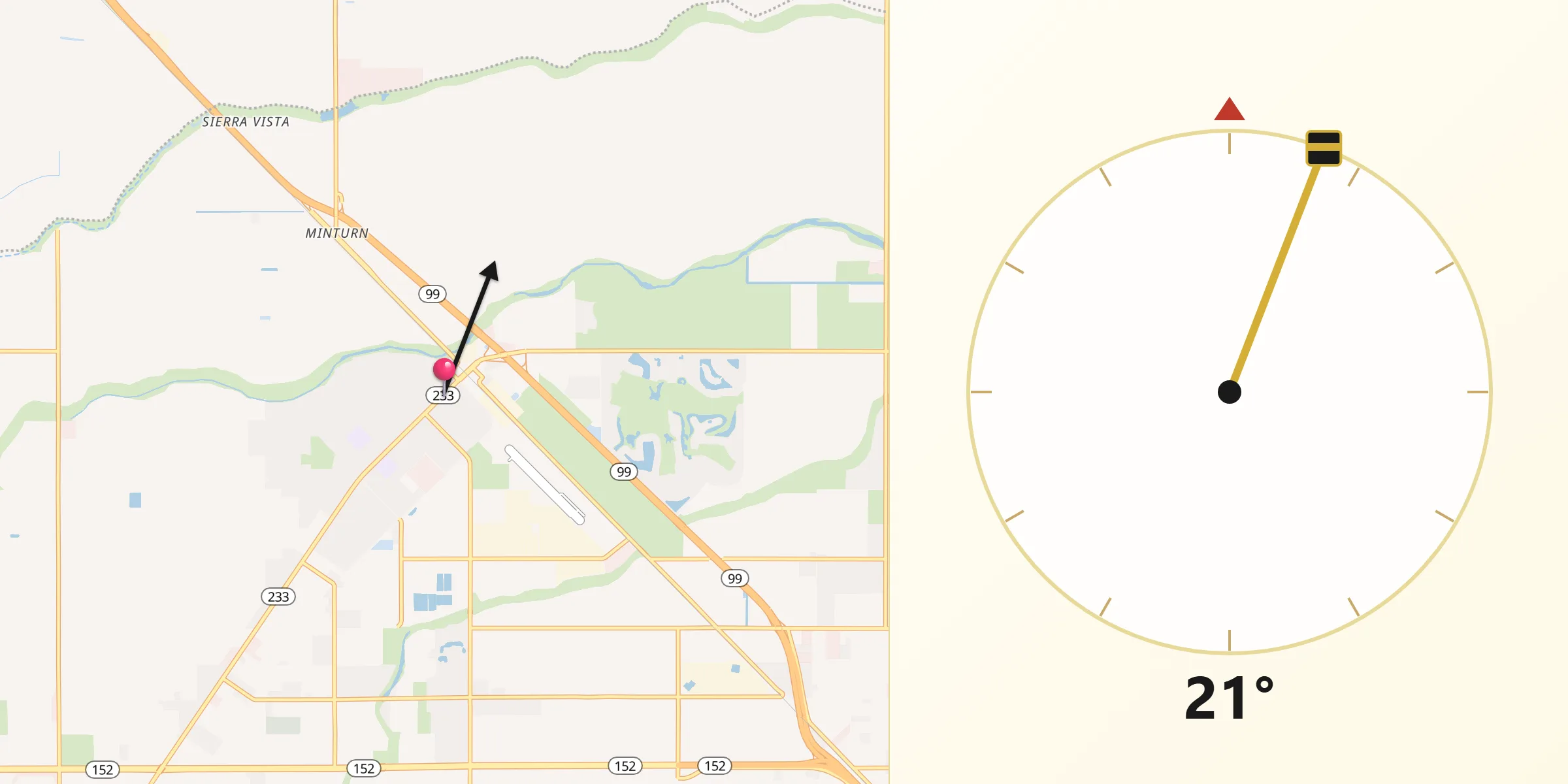 Qibla Direction from Chowchilla