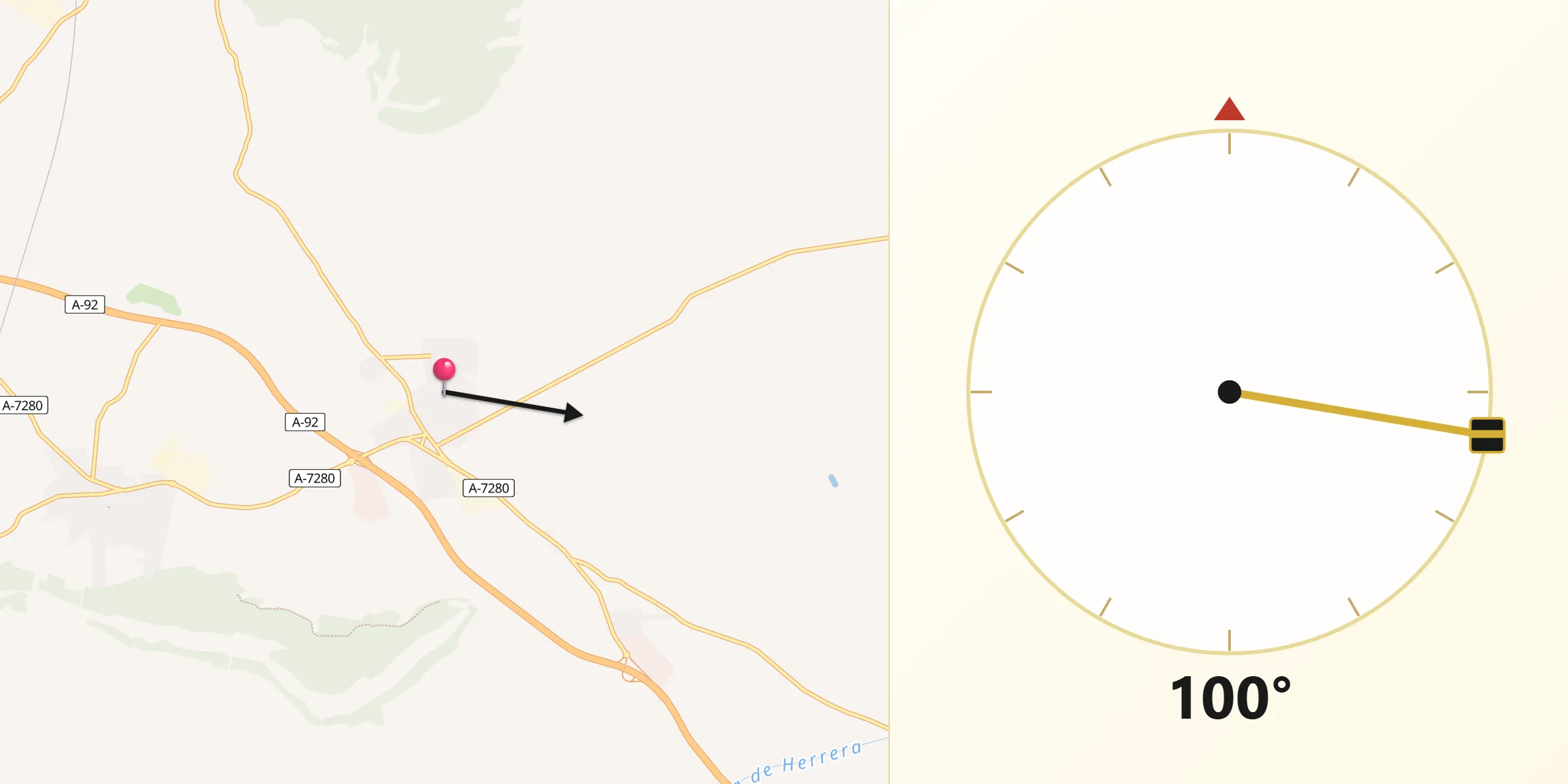 Dirección de la Qibla desde Mollina