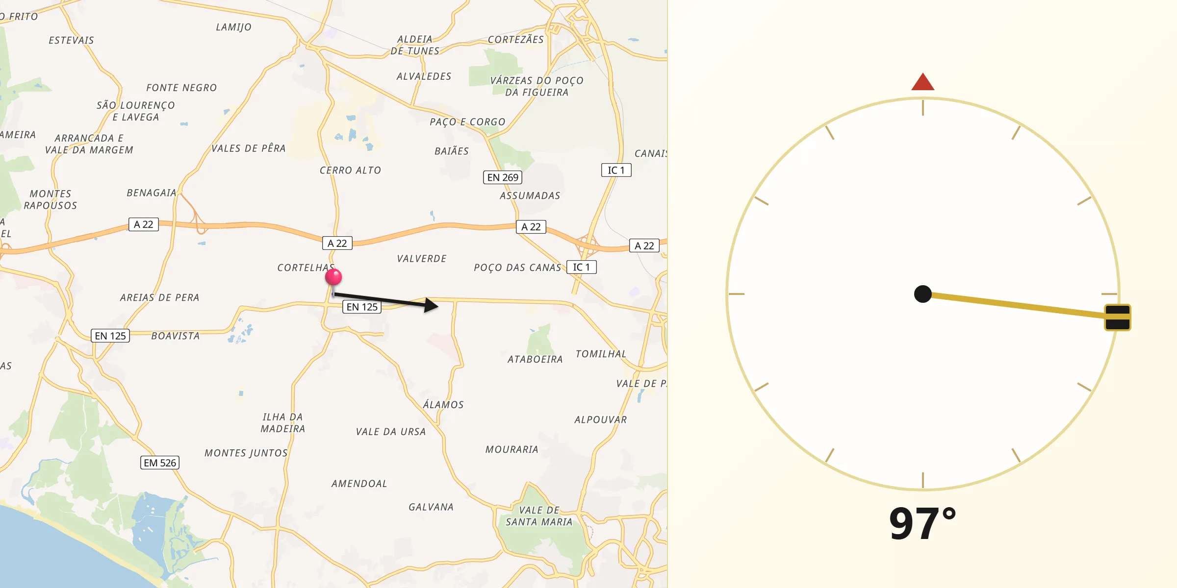 Direção da Qibla a partir de Guia
