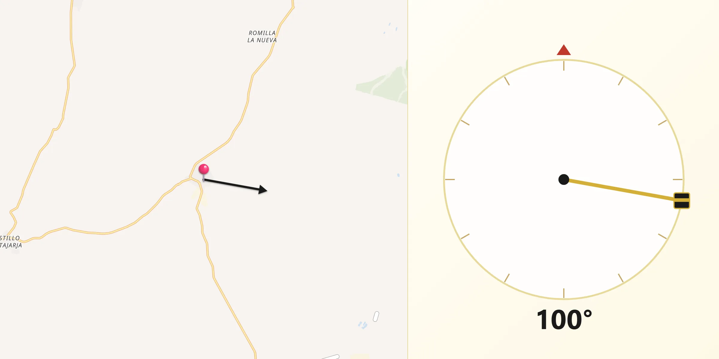 Dirección de la Qibla desde Chimeneas