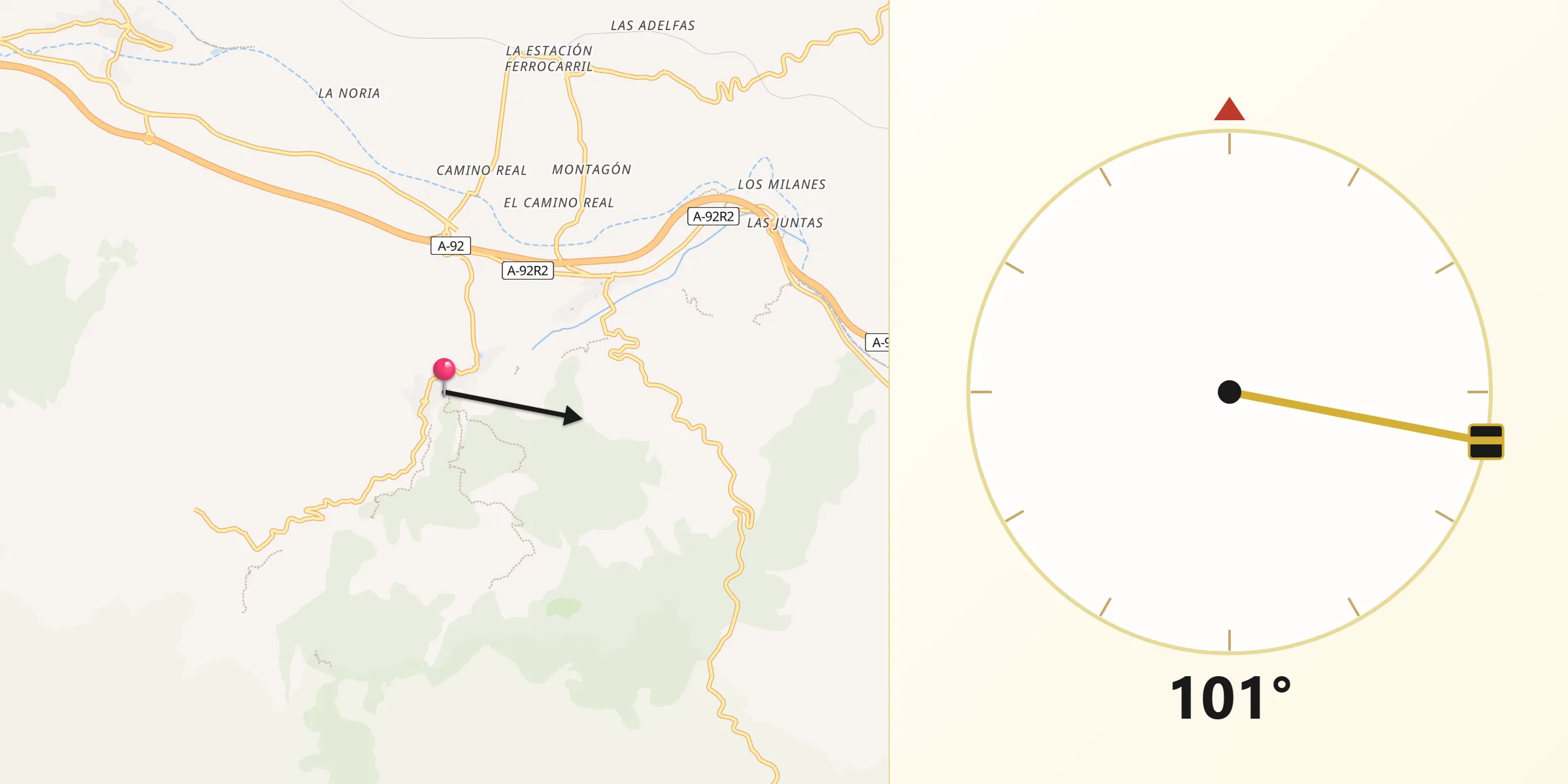 Dirección de la Qibla desde Abrucena
