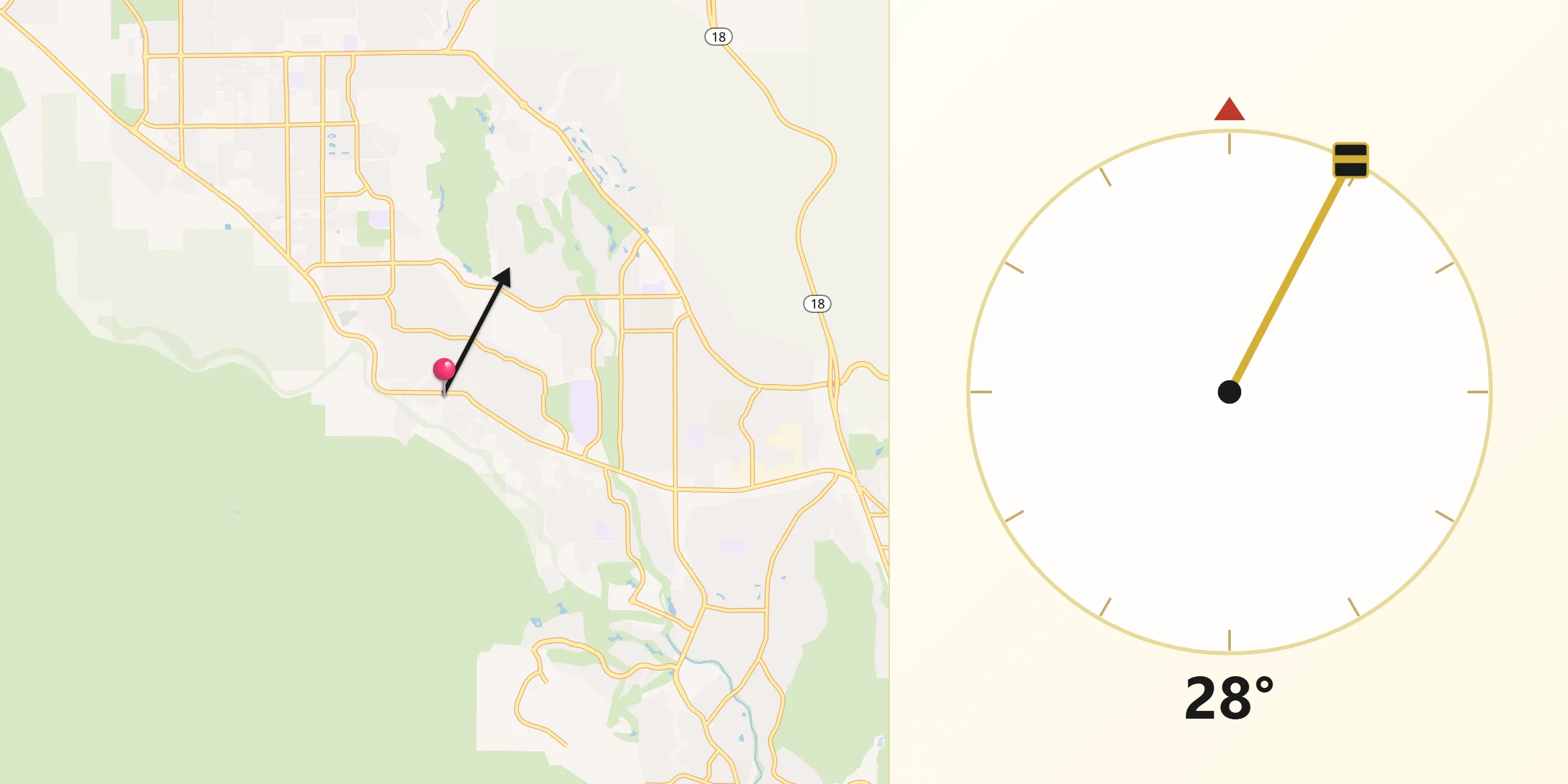 Dirección de la Qibla desde Santa Clara