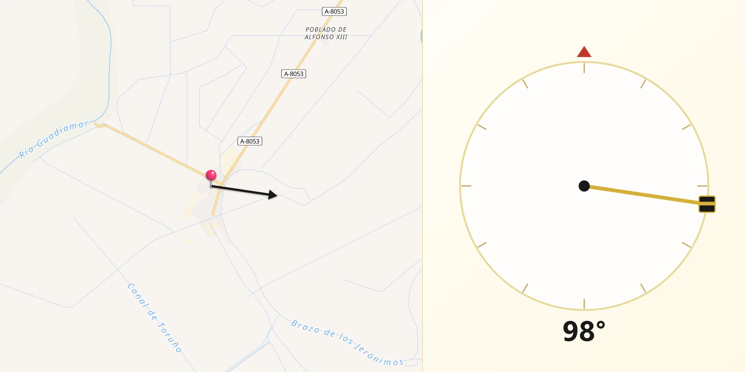Dirección de la Qibla desde Isla Mayor