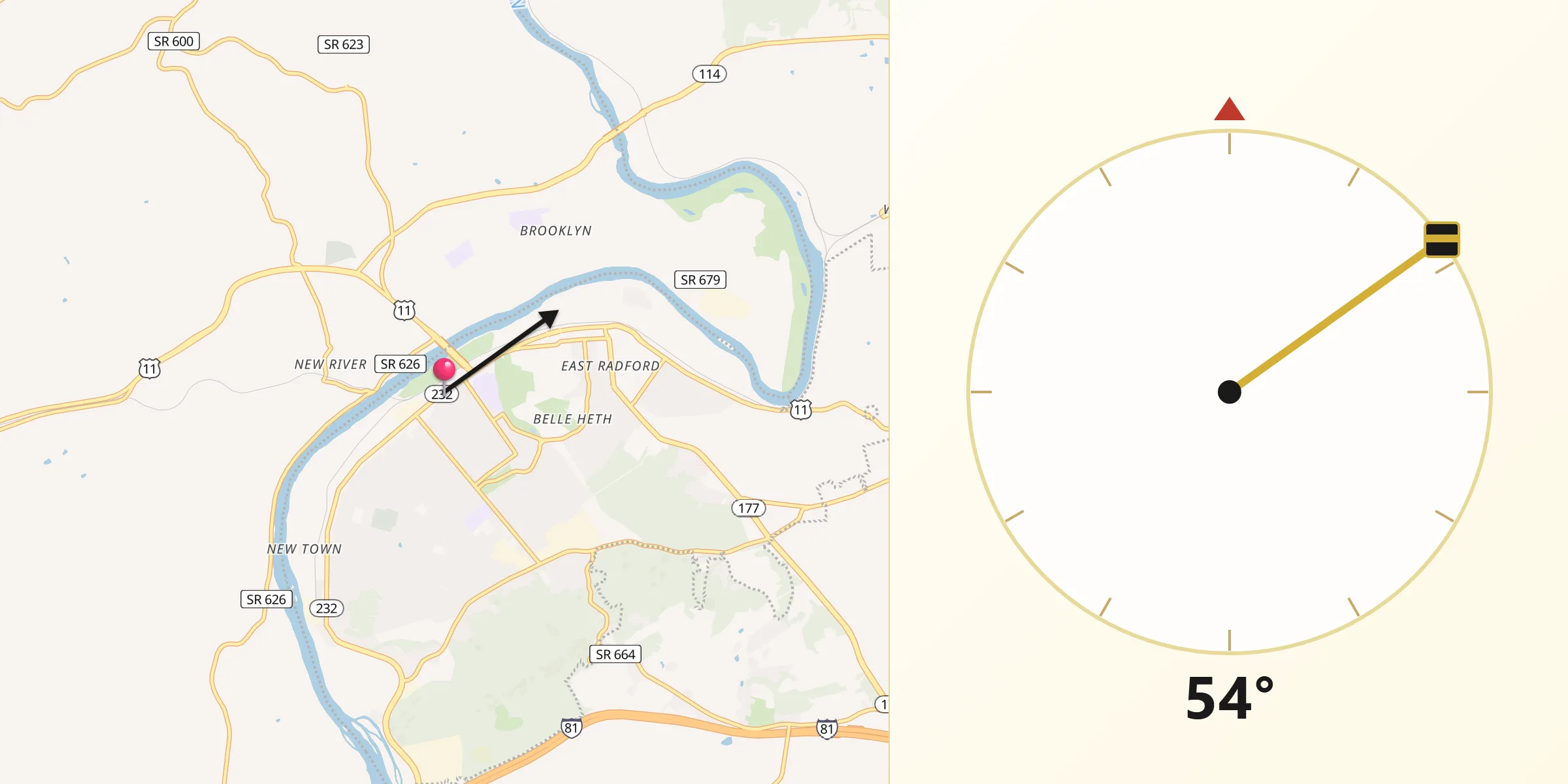 Qibla Direction from Radford