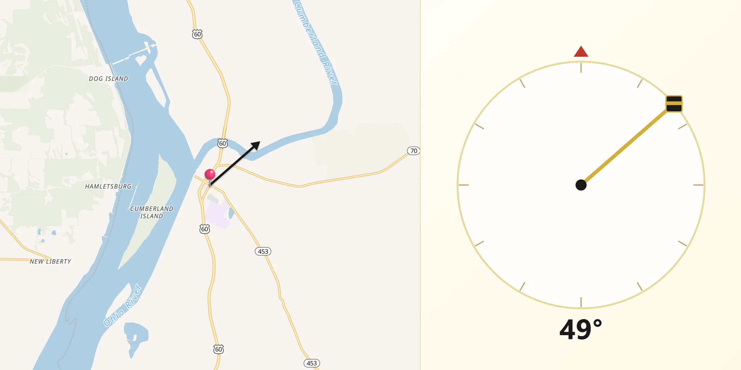 Qibla Direction from Smithland
