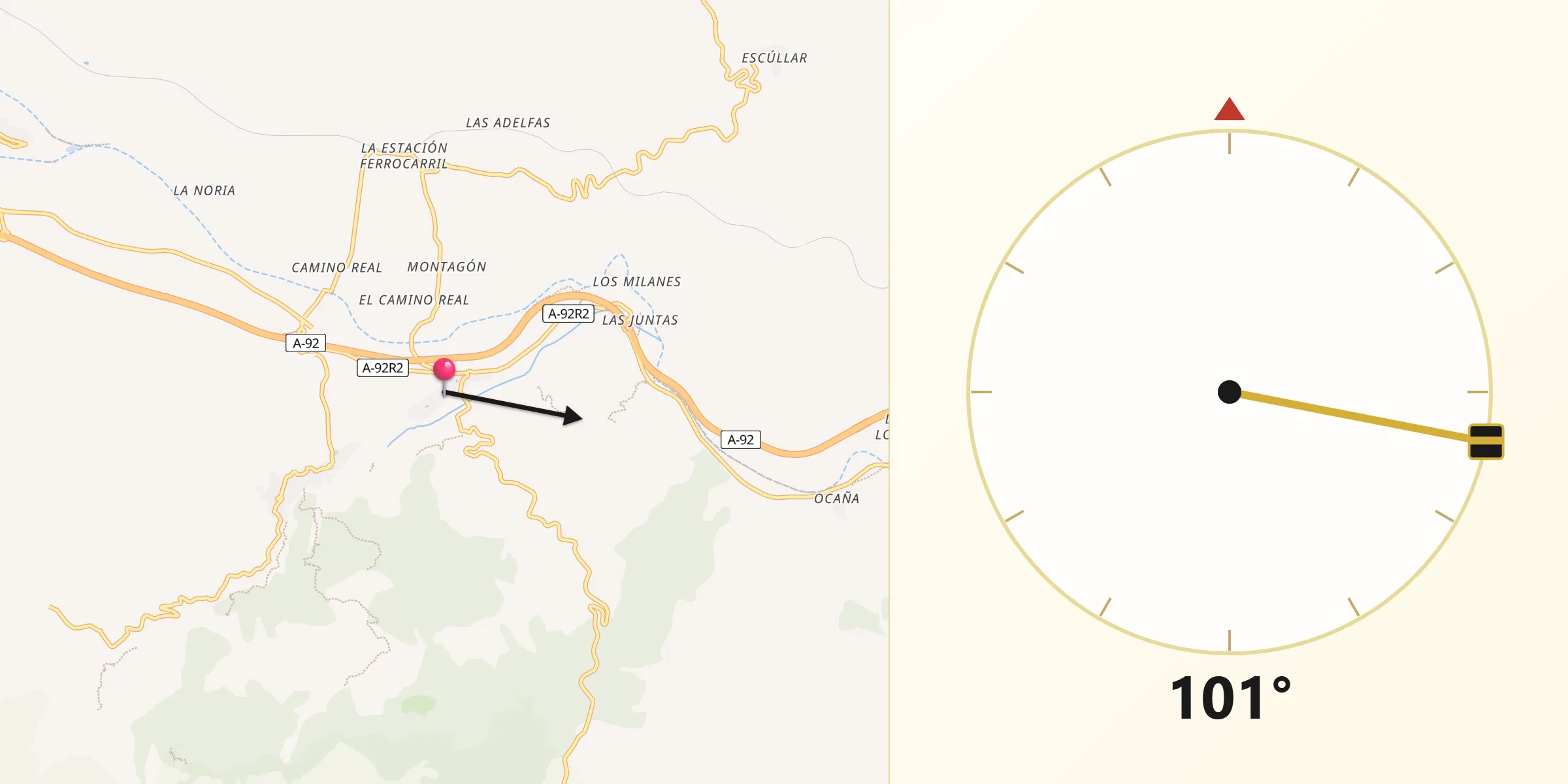 Dirección de la Qibla desde Abla