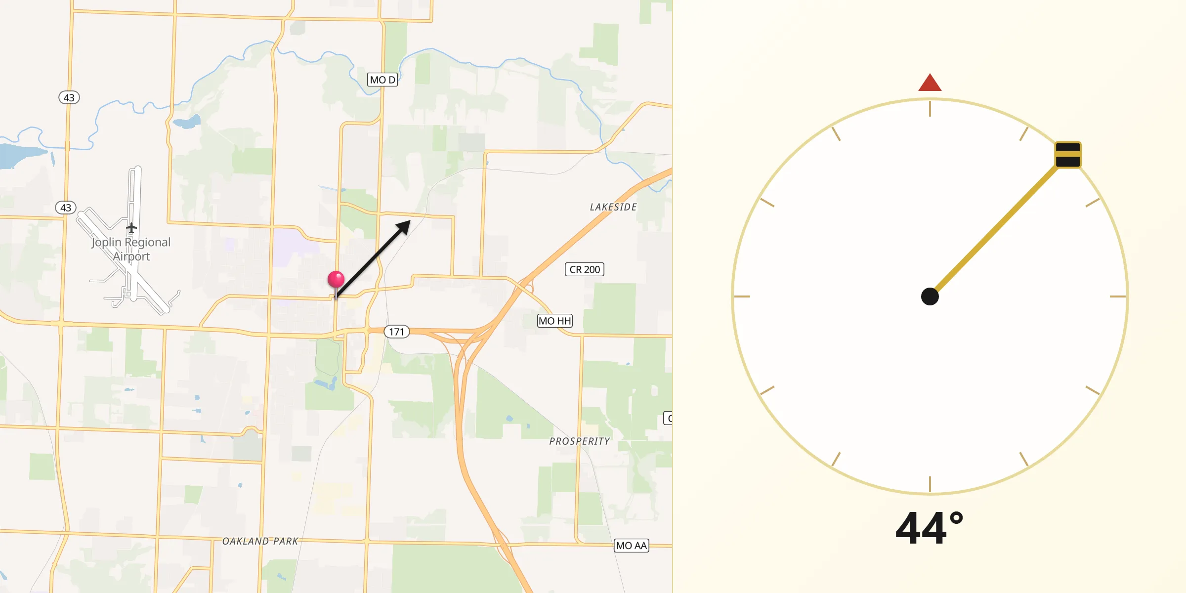 Qibla Direction from Webb City