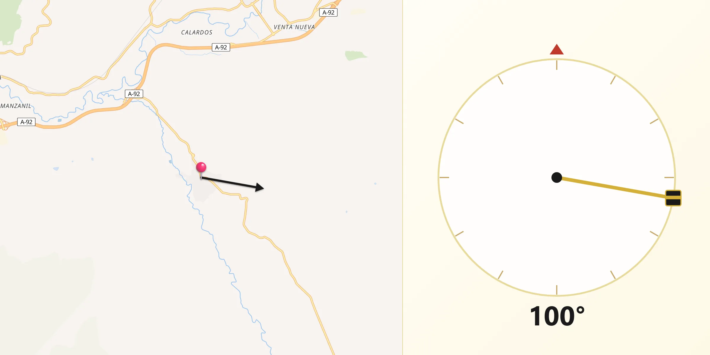 Dirección de la Qibla desde Salar