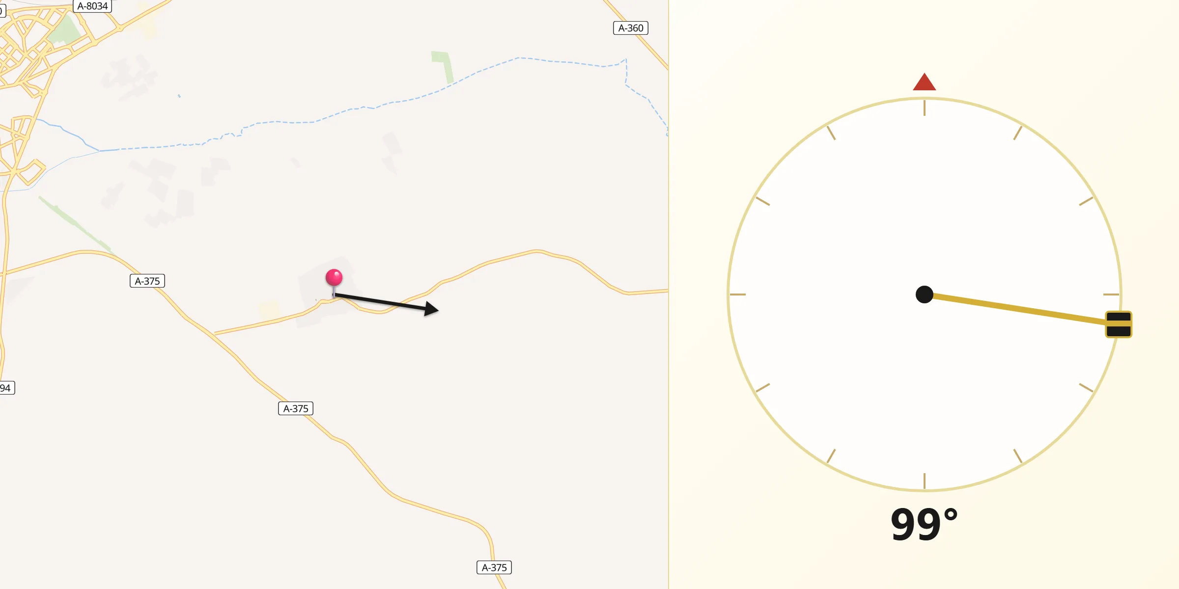 Dirección de la Qibla desde Molares Los