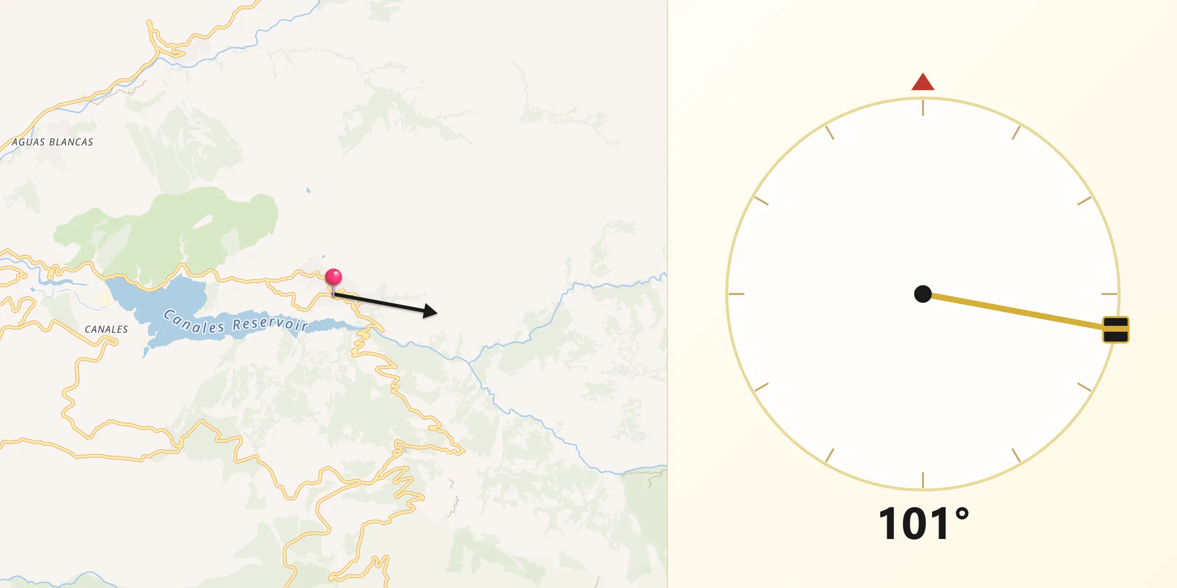 Dirección de la Qibla desde Güejar Sierra